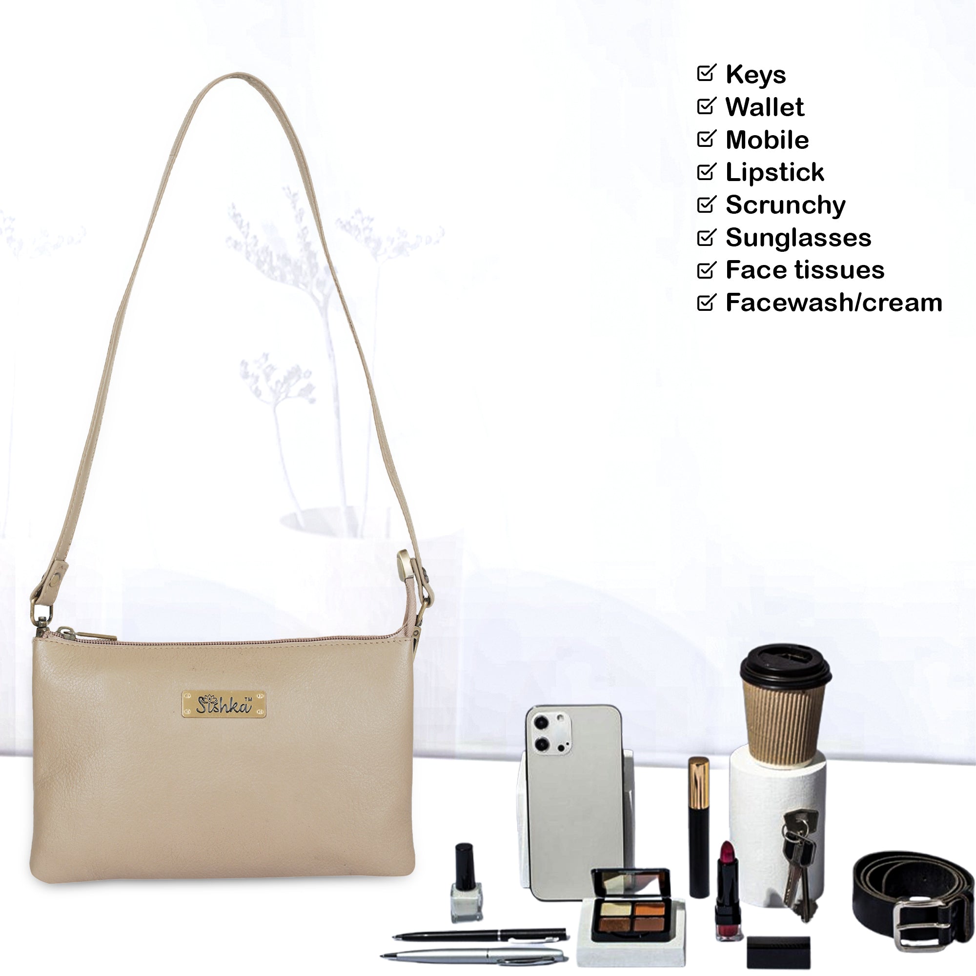 Genuine Leather Crossbody Organizer Bag for Women – Stylish Shoulder Handbag