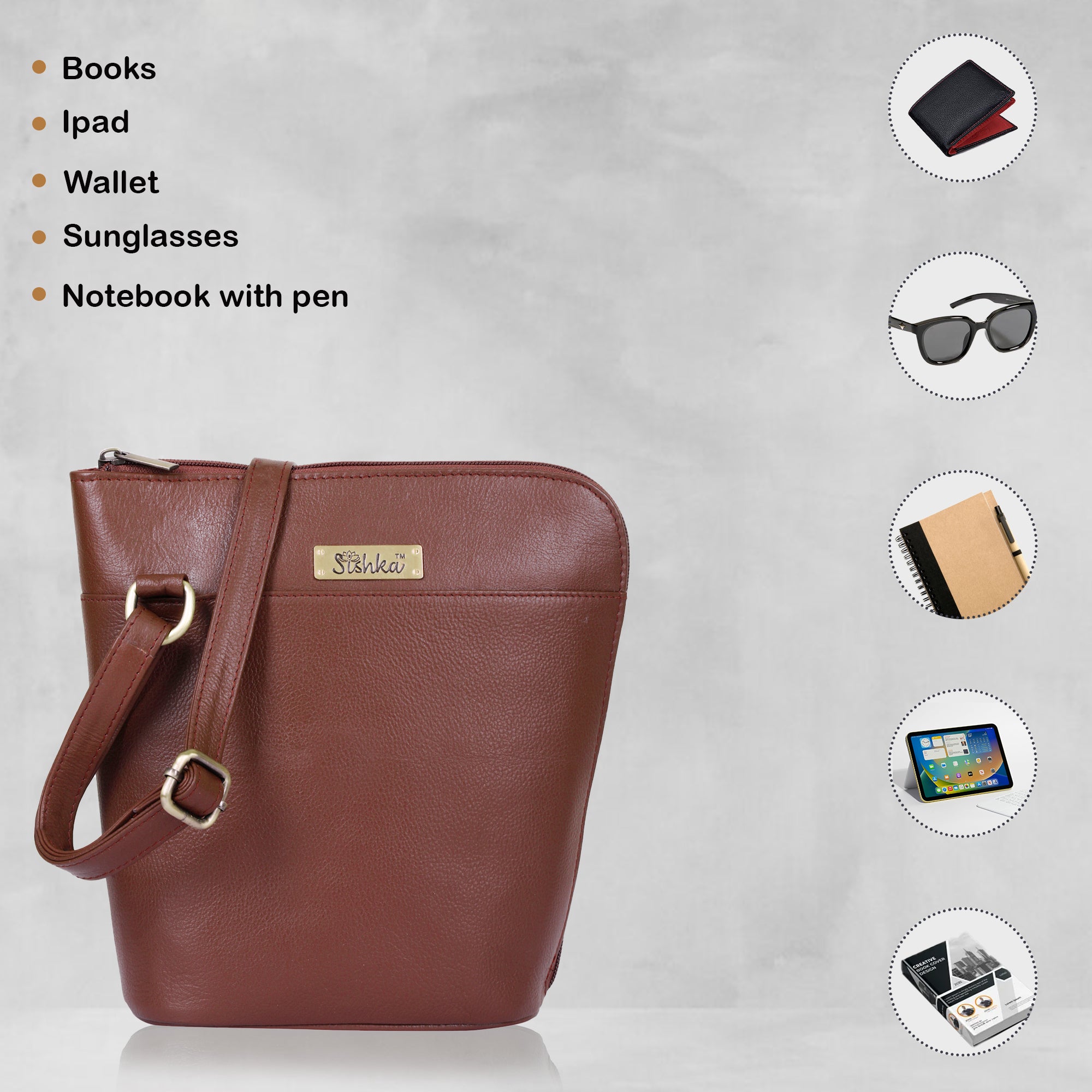 Brown Genuine Leather Crossbody Purse for Women – Elegant Shoulder Organizer Bag