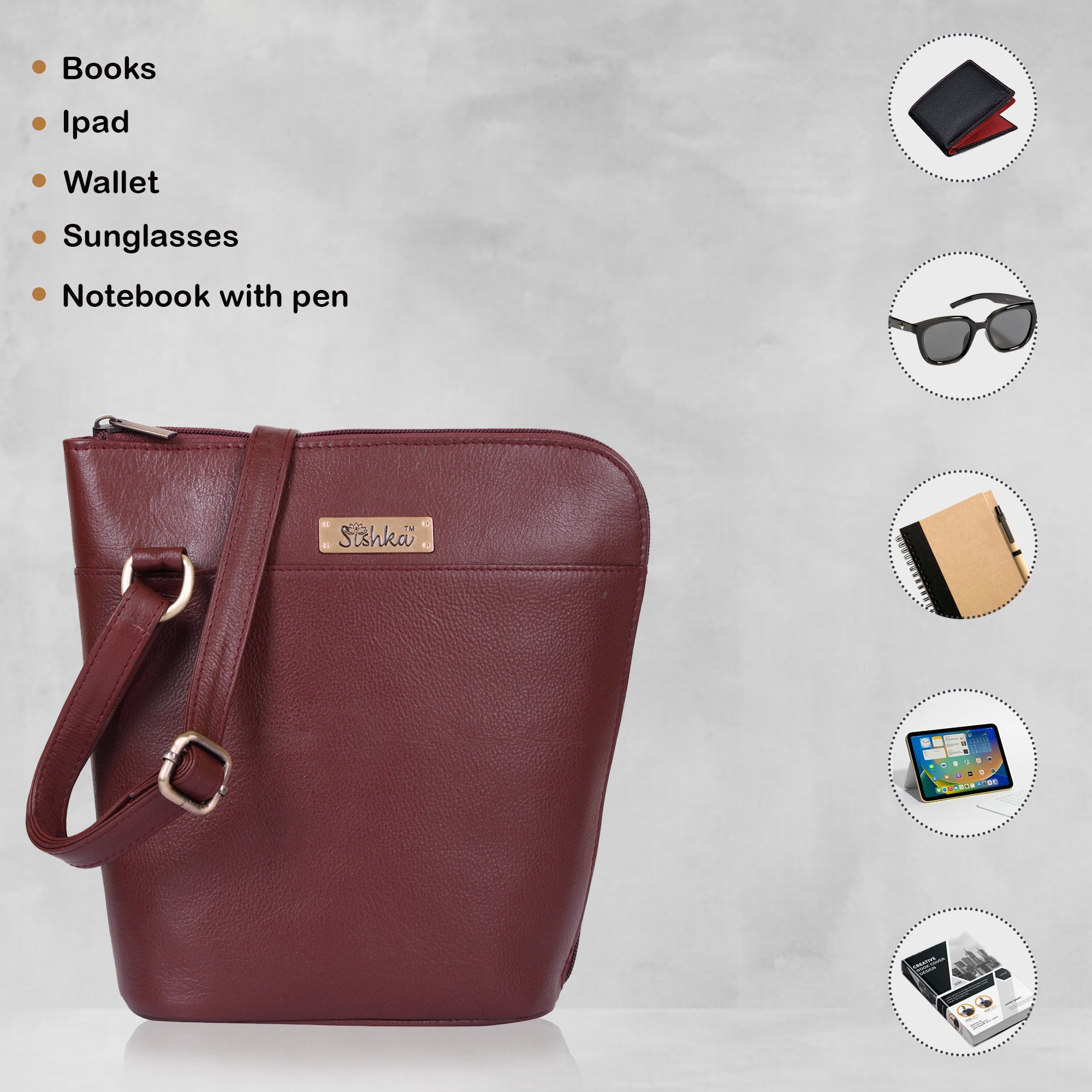 Cherry Red Genuine Leather Crossbody Sling Bag – Women’s Shoulder Purse