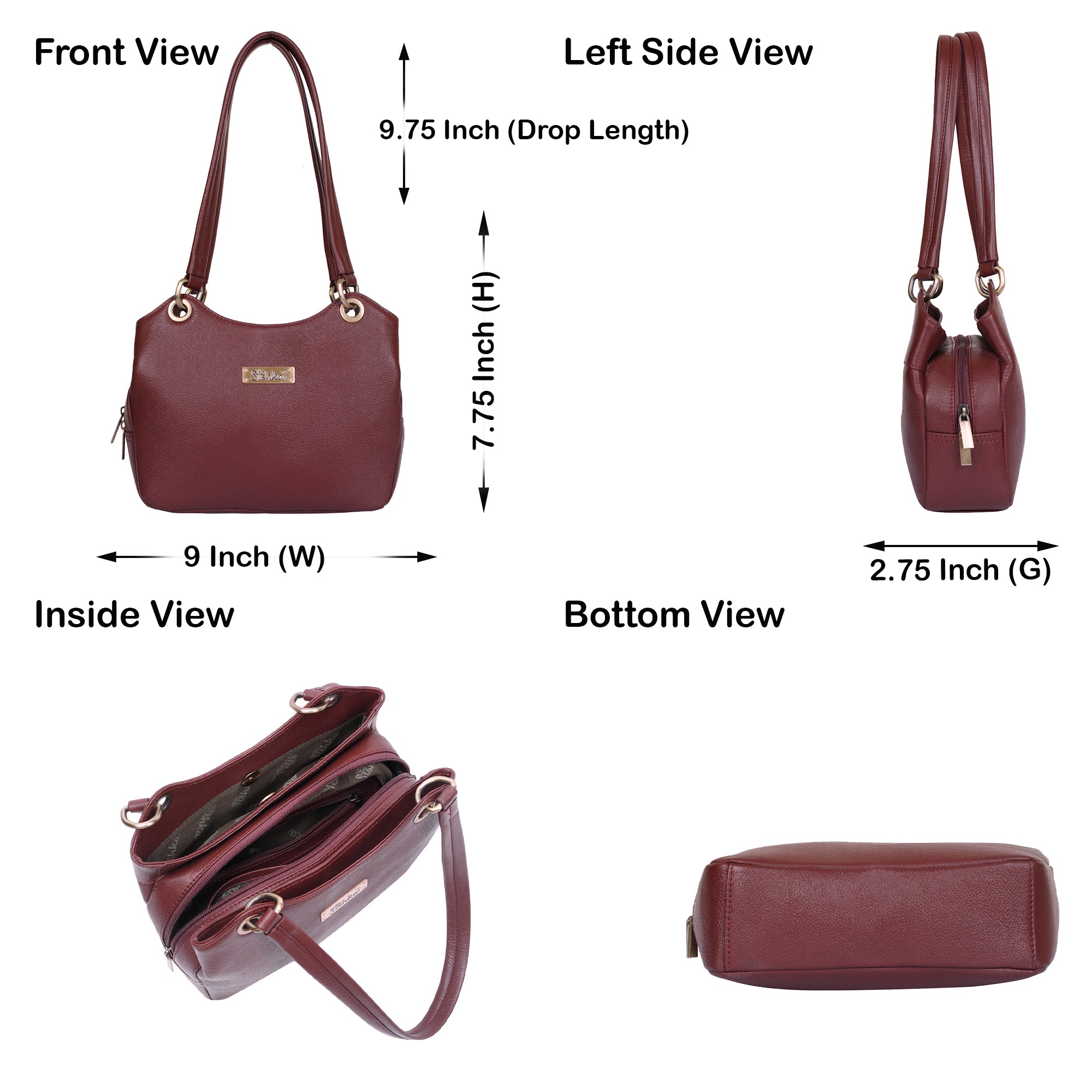 Sishka Cherry Red Women's Genuine Leather Satchel Bag, Round Handle Tote Purse, Designer Shoulder Handbag, Ladies Leather Bag, Stylish Top Handle Bag, Elegant Leather Purse for Ladies.