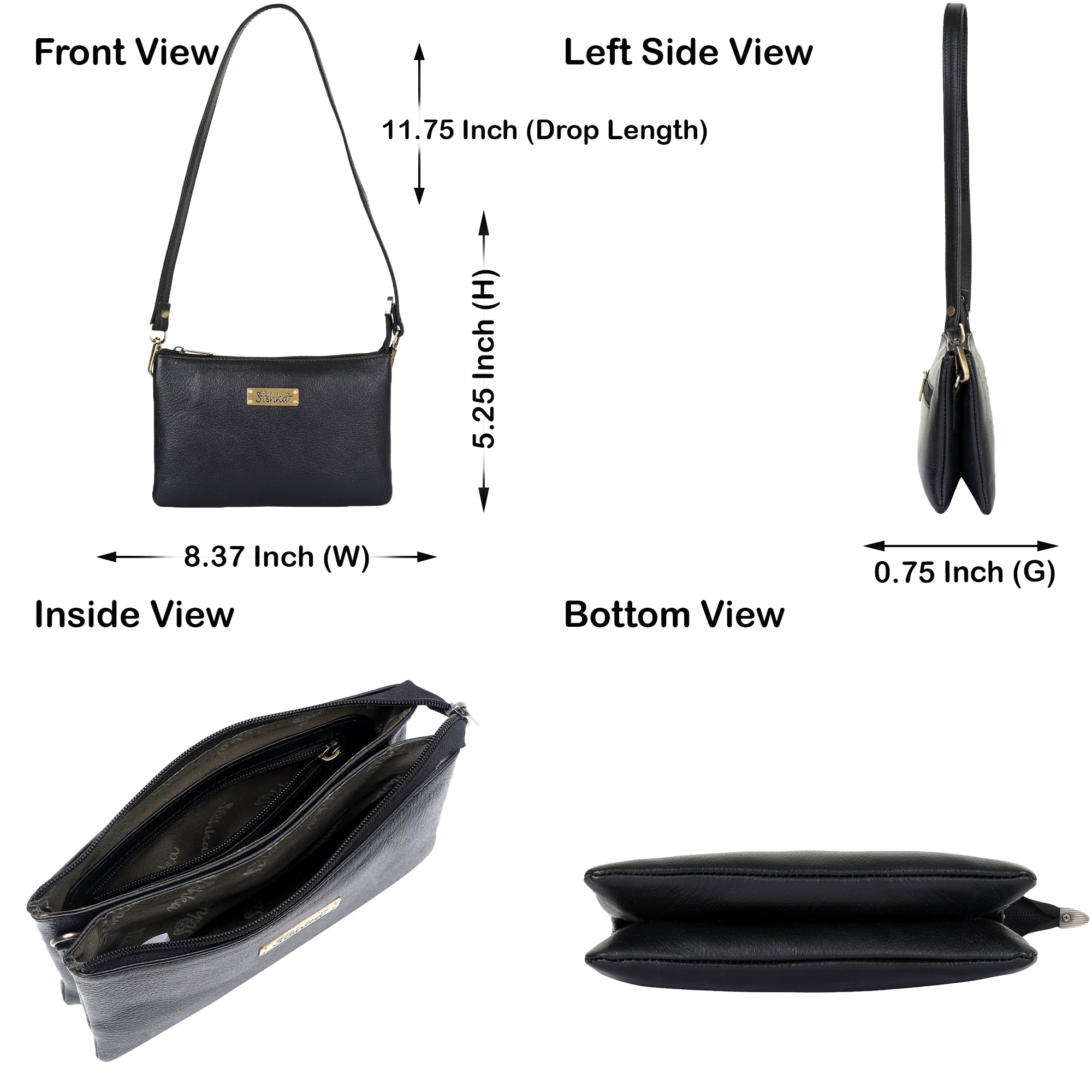 Black Genuine Leather Crossbody Organizer Bag for Women – Sleek Crossover Purse