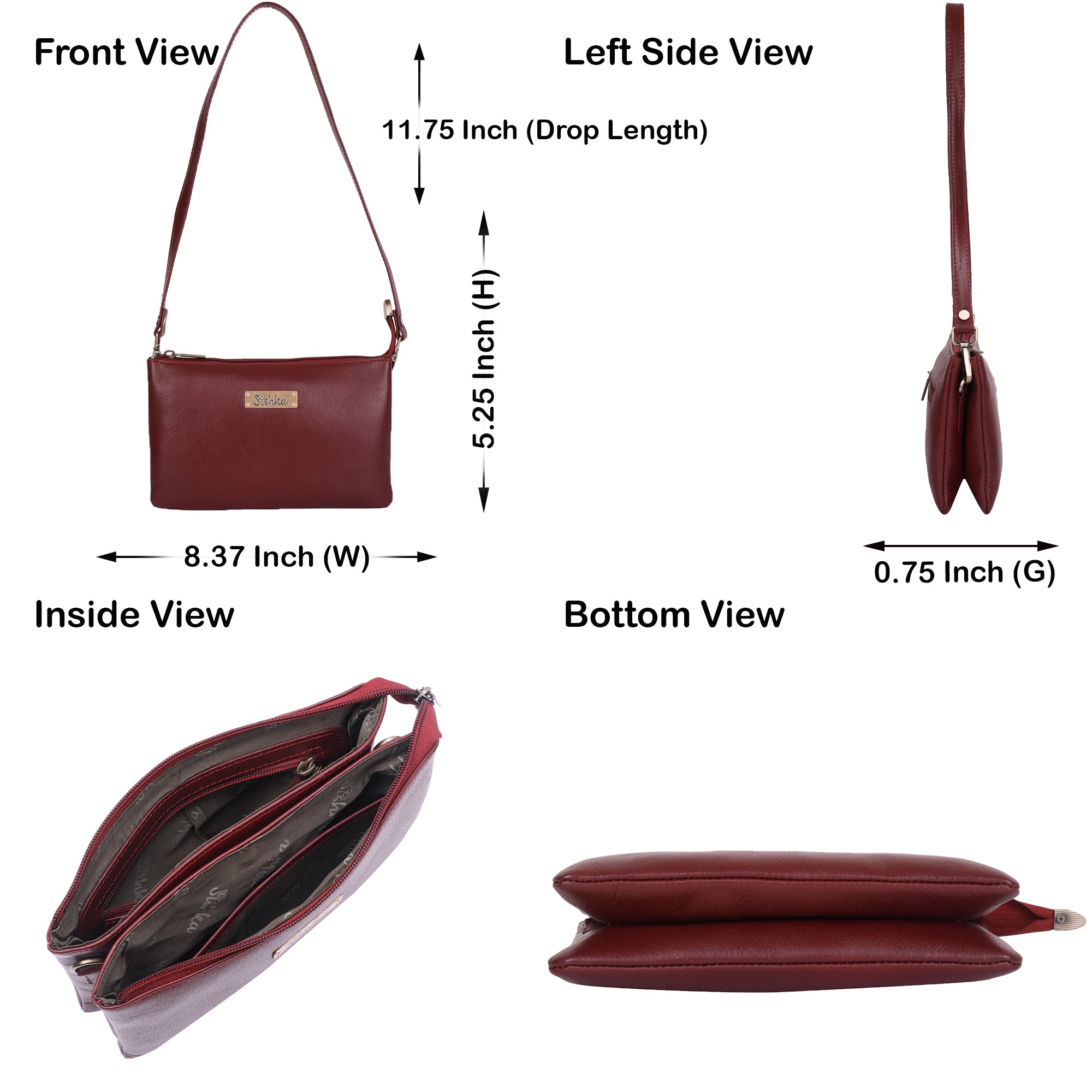 Cherry Red Genuine Leather Crossbody Organizer Bag for Women – Sleek Crossover Shoulder Purse