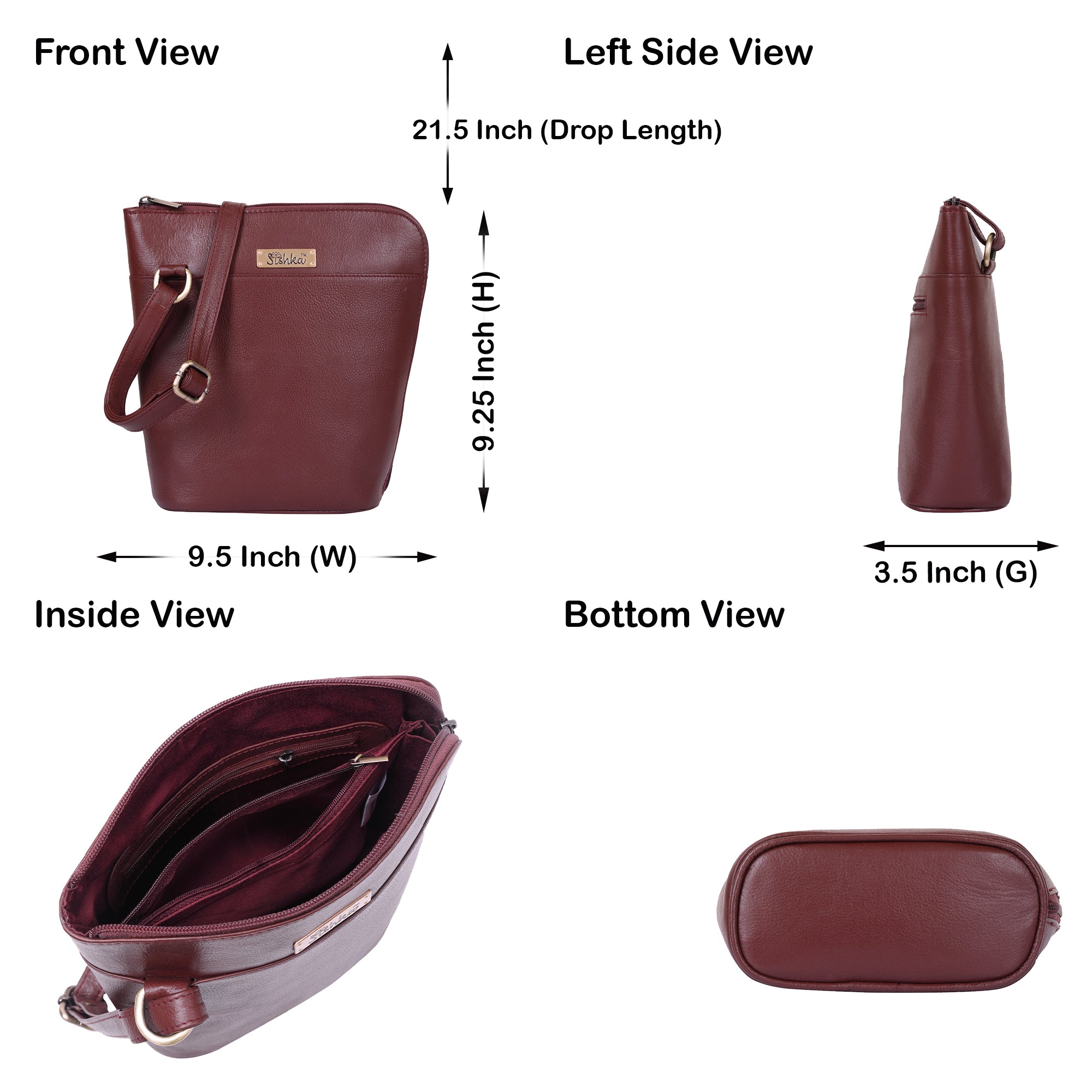 Cherry Red Genuine Leather Crossbody Sling Bag – Women’s Shoulder Purse