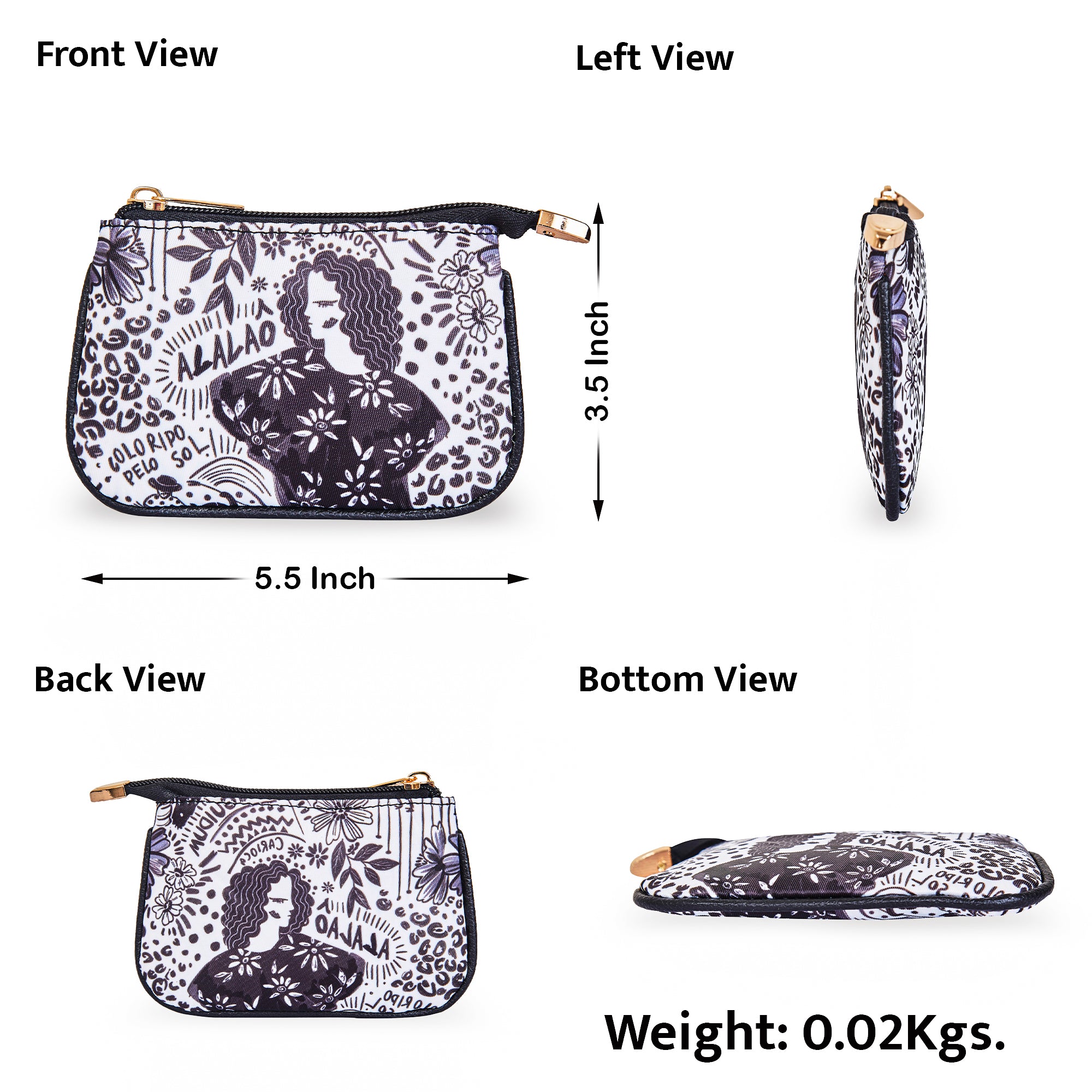 Compact Travel Coin Pouch for Women with Leather Detailing