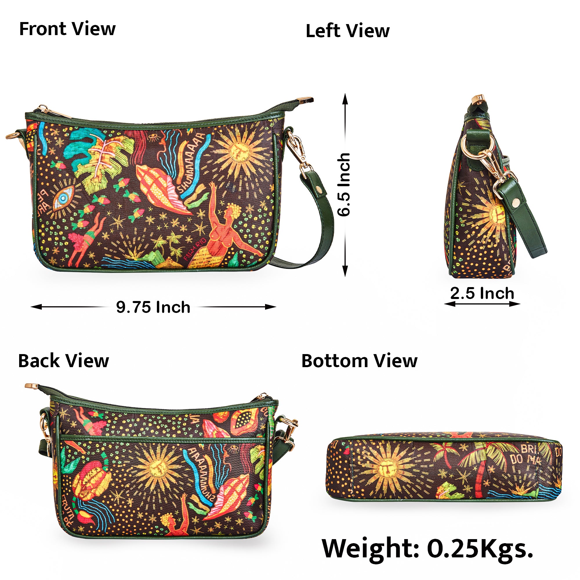Sea Themed East/West ladies' Hobo bag with Leather and Adjustable Strap