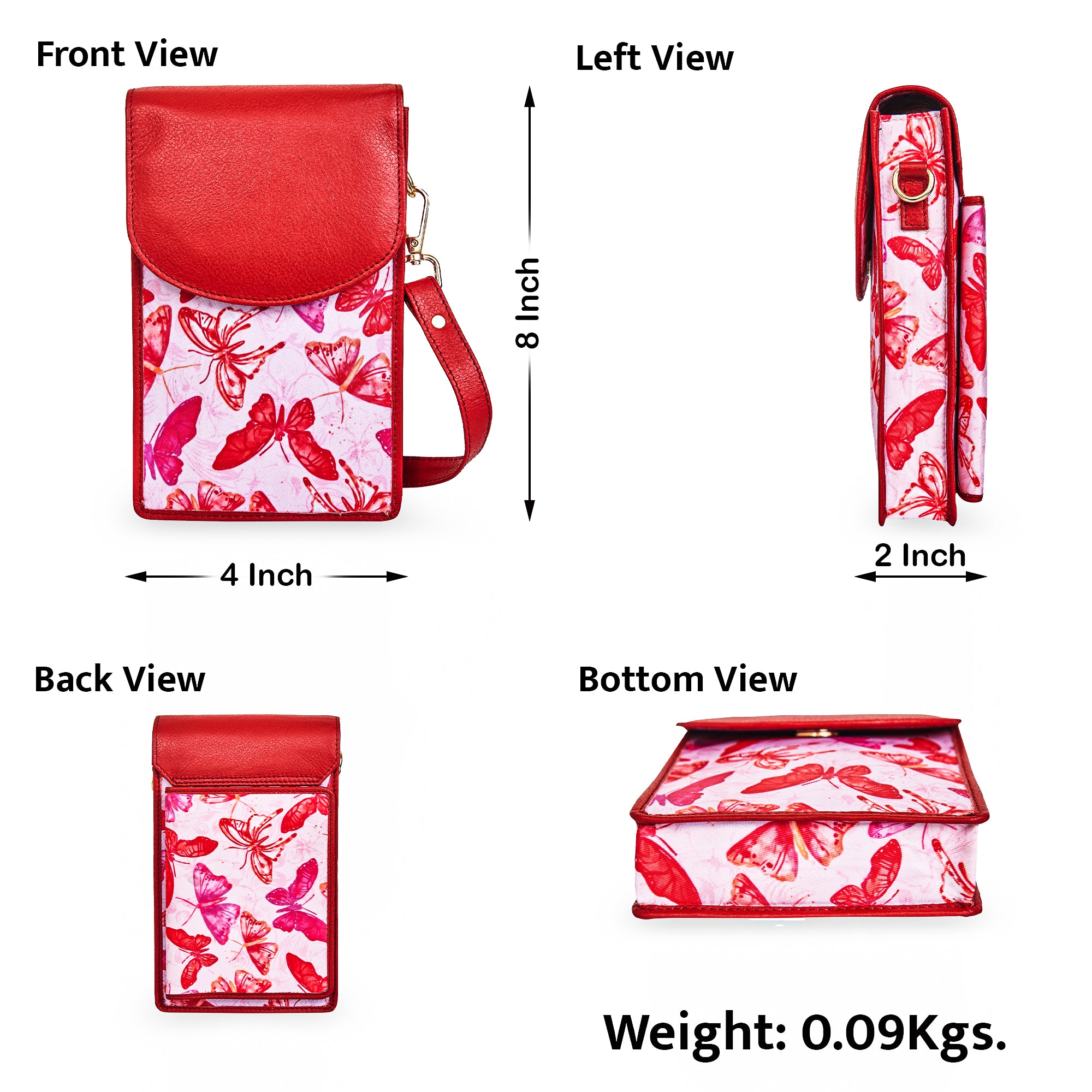 Butterfly Cell Phone Crossbody Wallet for Women’s Unique Leather Style