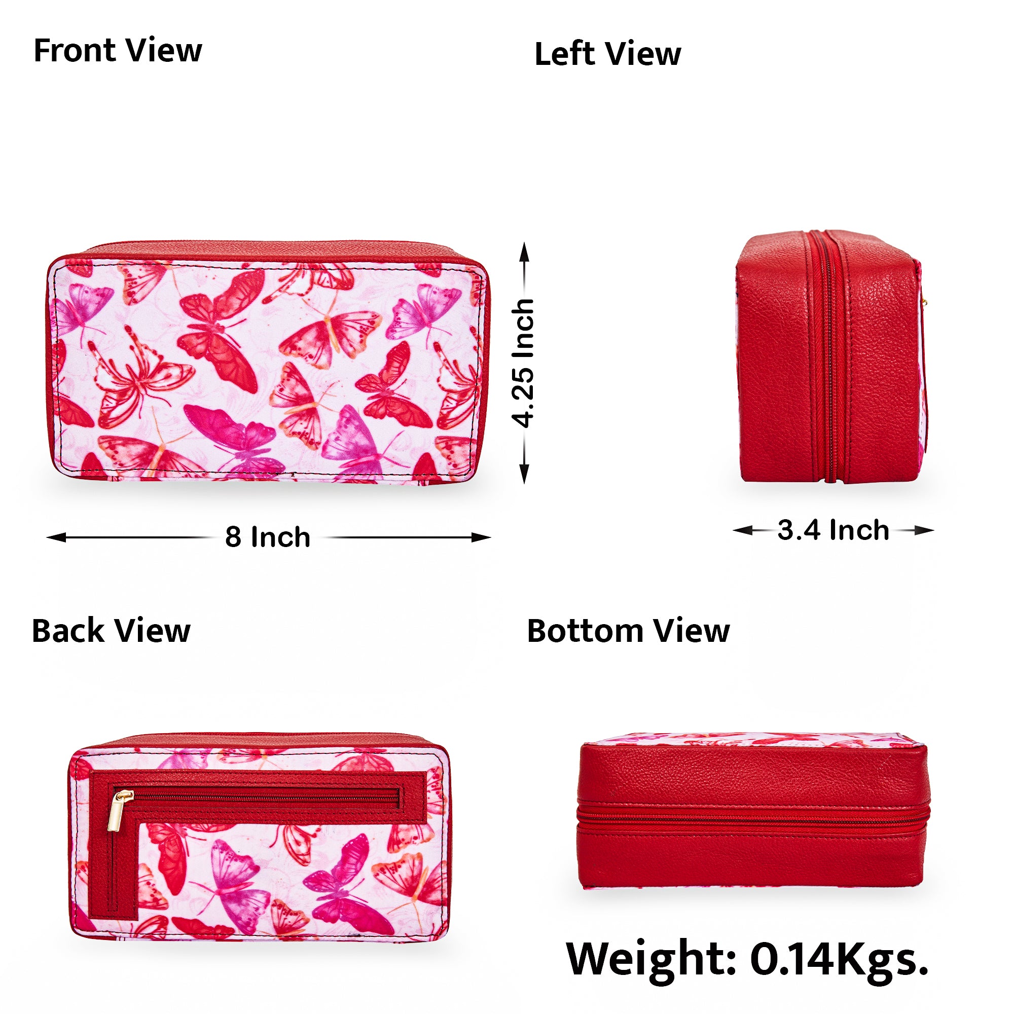 Butterfly Travel jewellery Organizer with Stylish Leather Details for Women