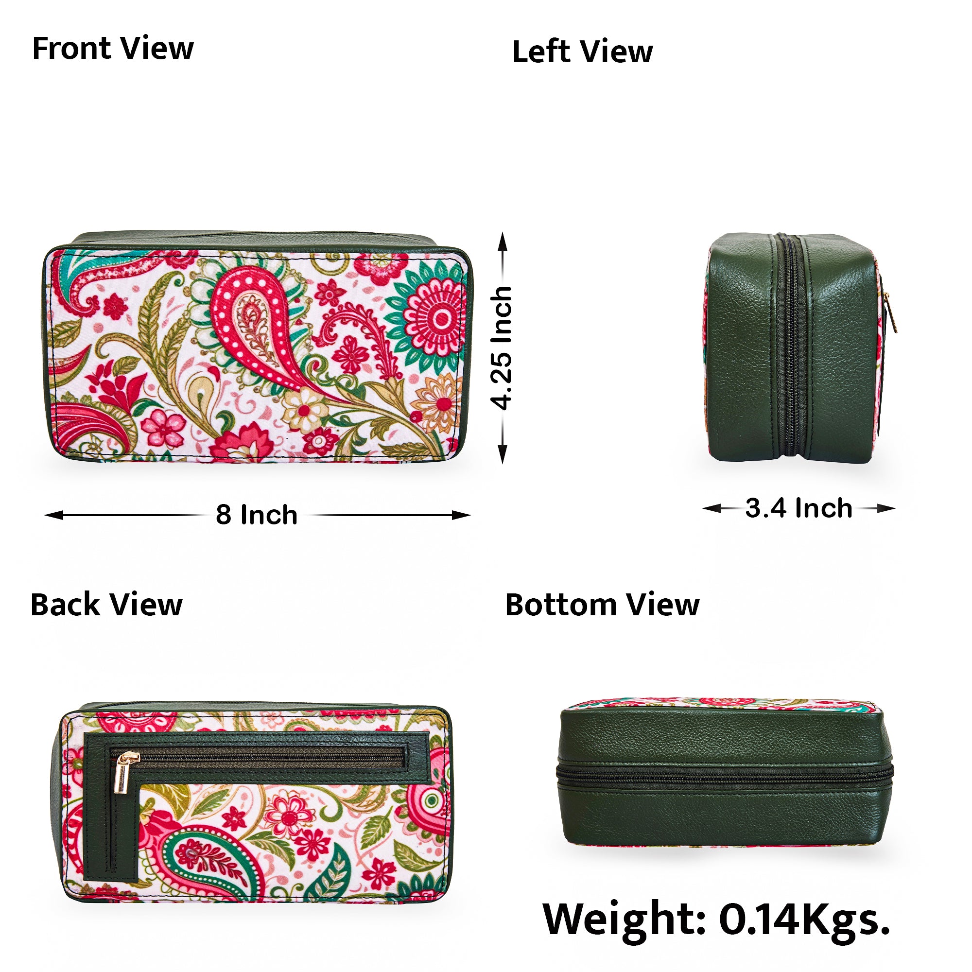 Paisley Travel Jewelry Organizer for Women with Stylish Leather Details