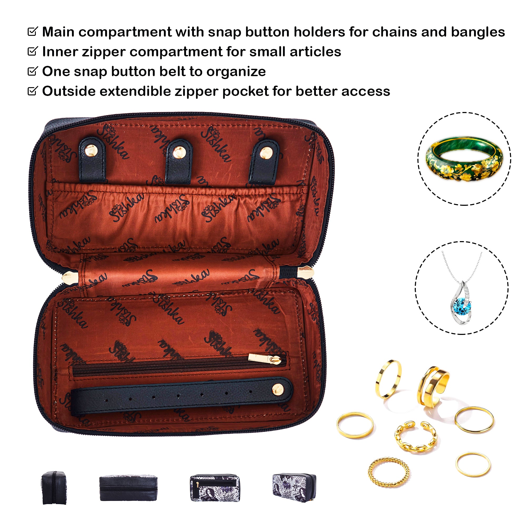 Sophisticated Travel jewellery Organizer with Leather Detailing for Women