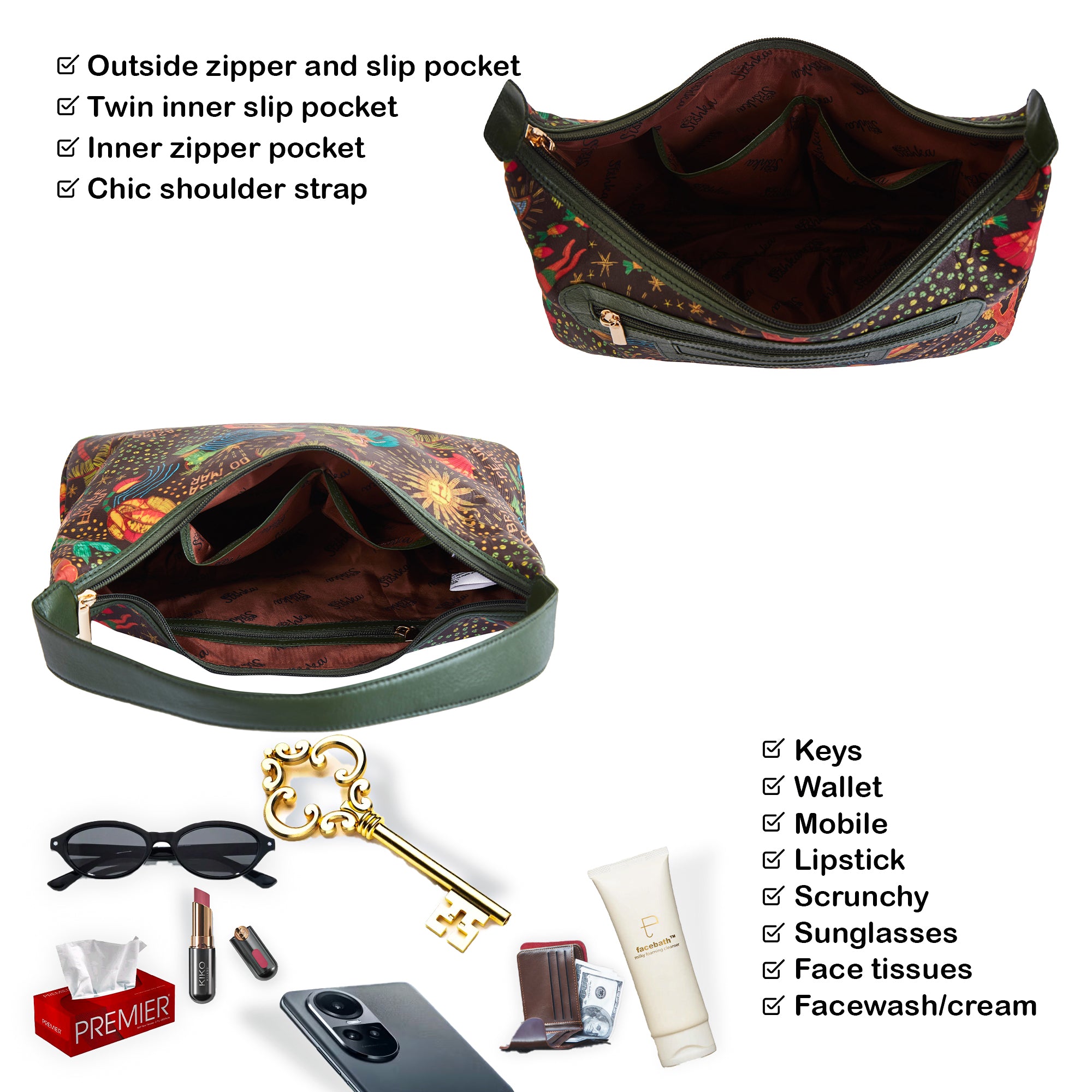 Women's Coastal Bliss Fabric Hobo Bag with Leather Accents