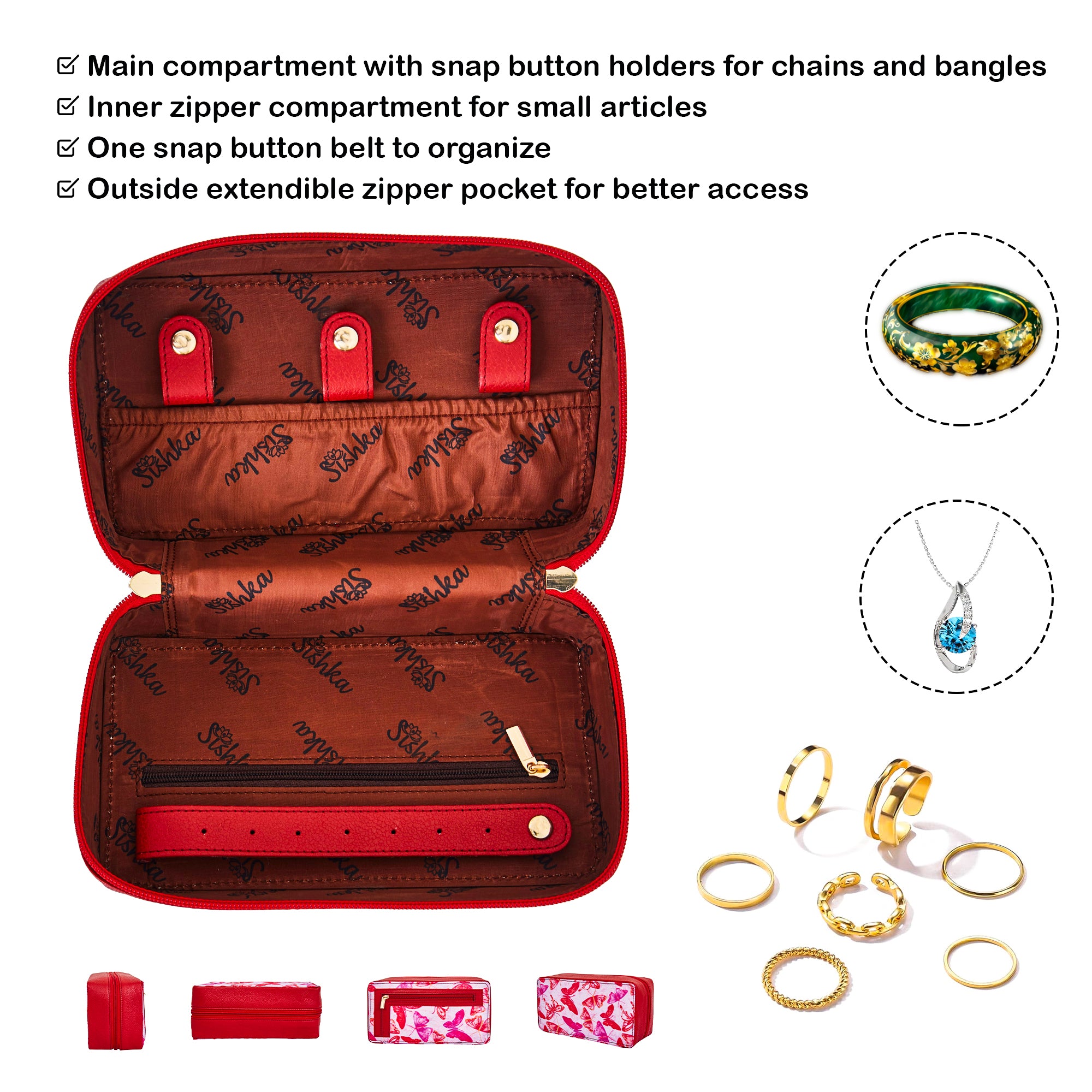 Butterfly Travel jewellery Organizer with Stylish Leather Details for Women