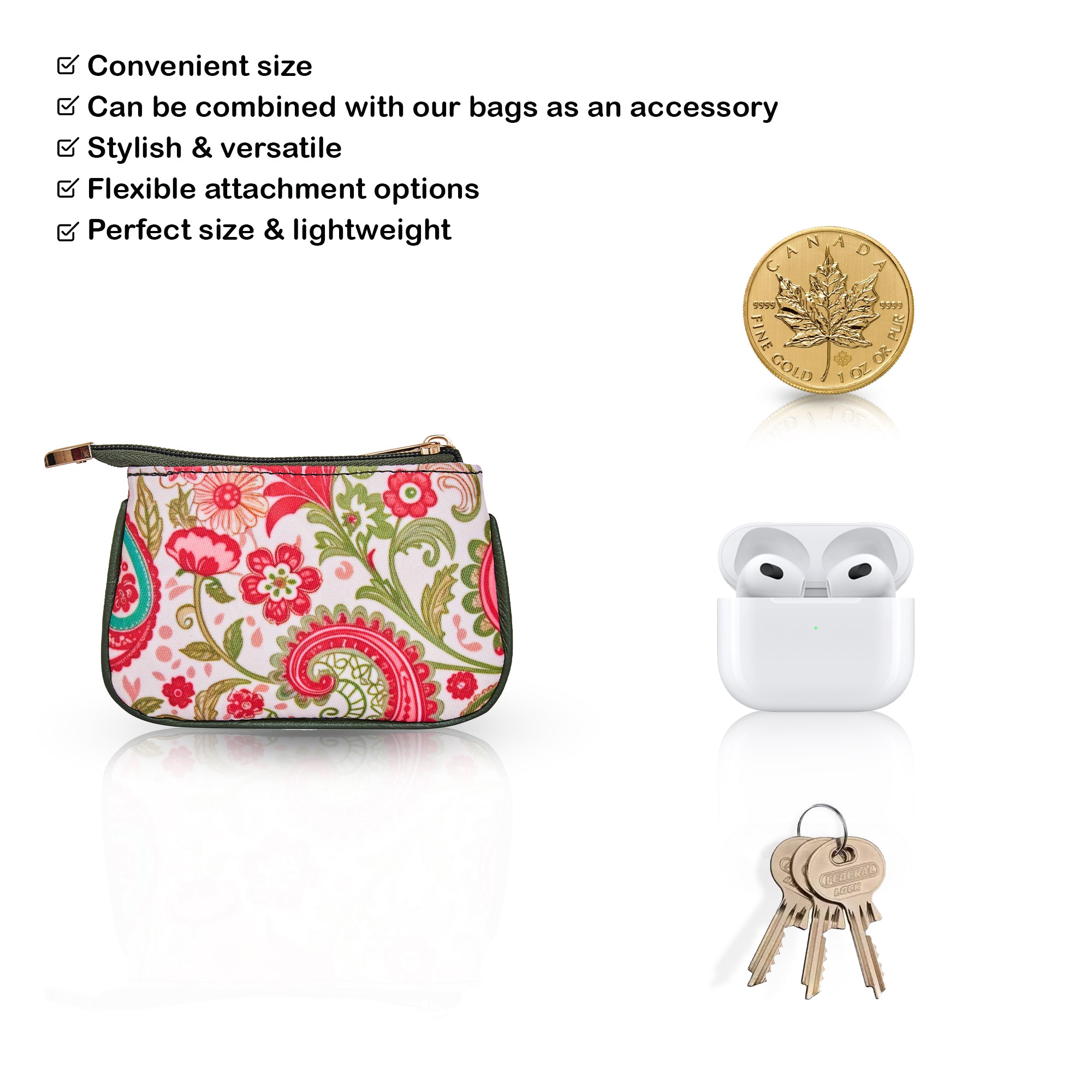 Sleek Coin Pouch for Women with Leather Design