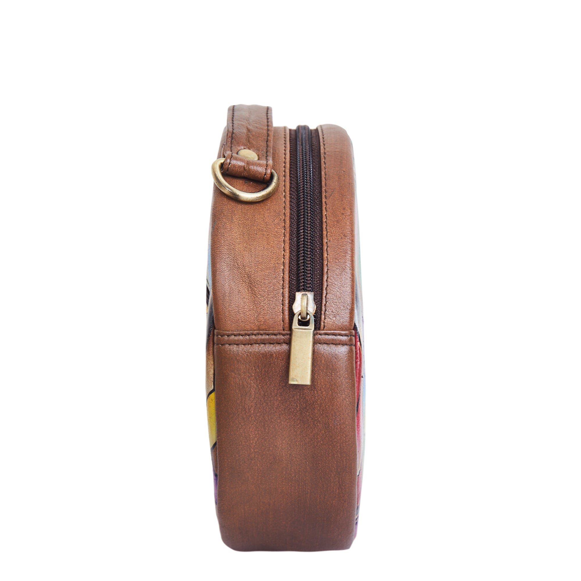 Abstract Hand Painted Oval Cross Body Bag