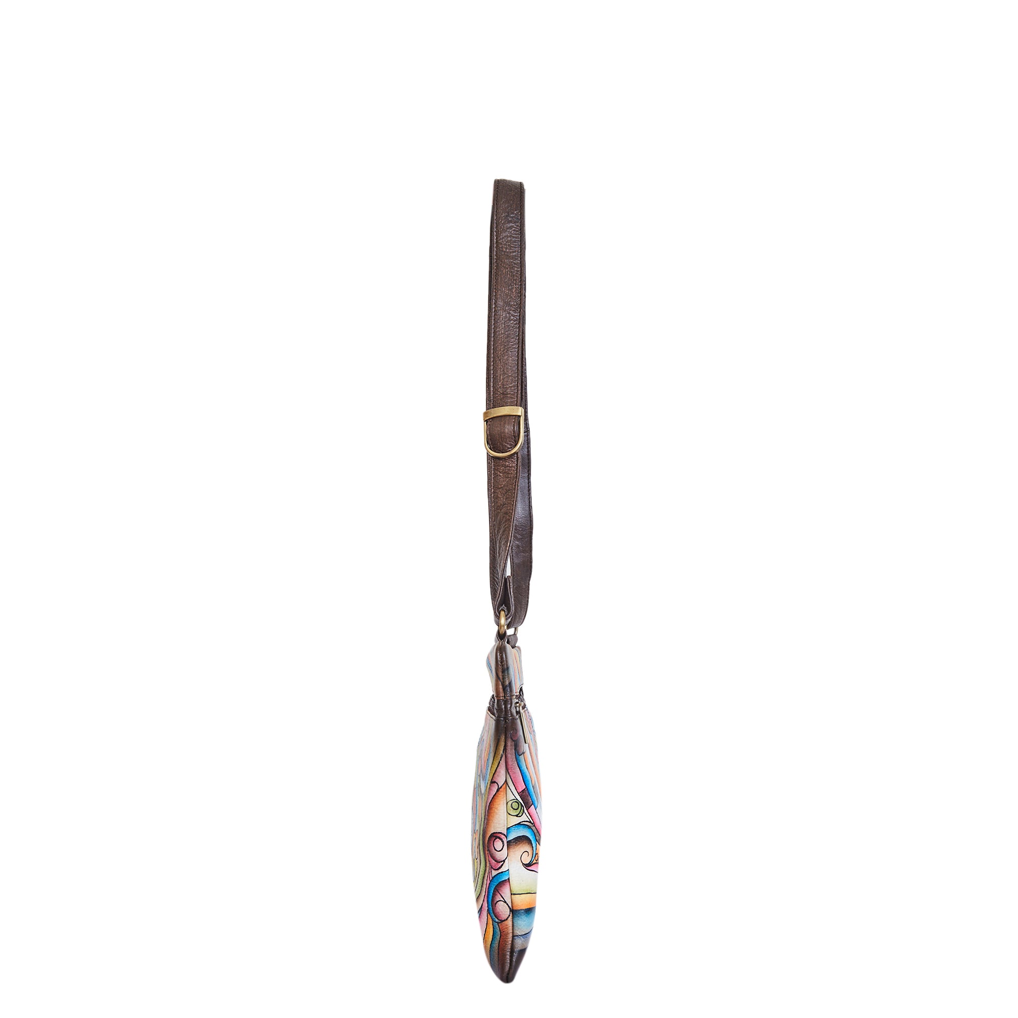 Abstract Multicolor Hand-Painted Leather Crossbody or Slim Bag