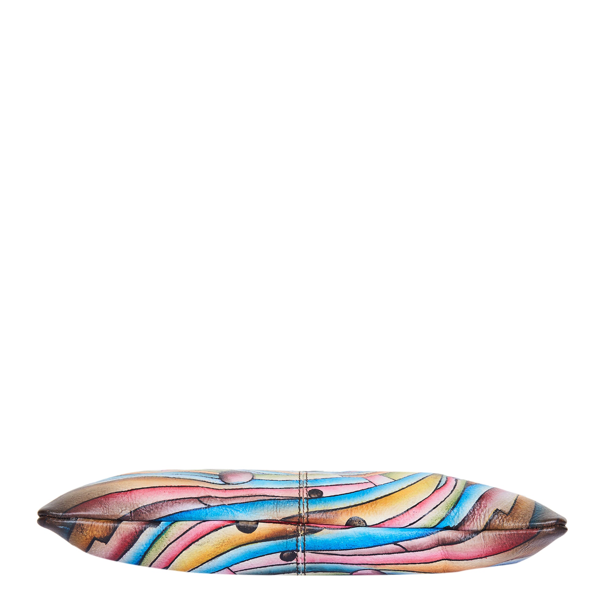 Abstract Multicolor Hand-Painted Leather Crossbody or Slim Bag