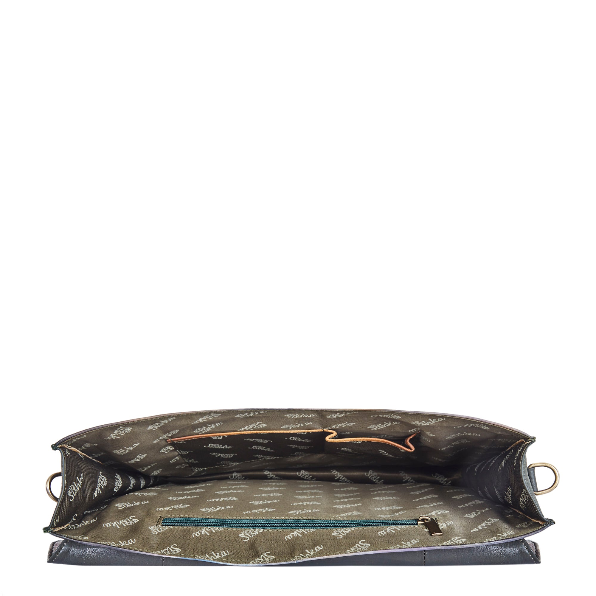 Hand-Painted Leather Briefcase Bag - Birds Design