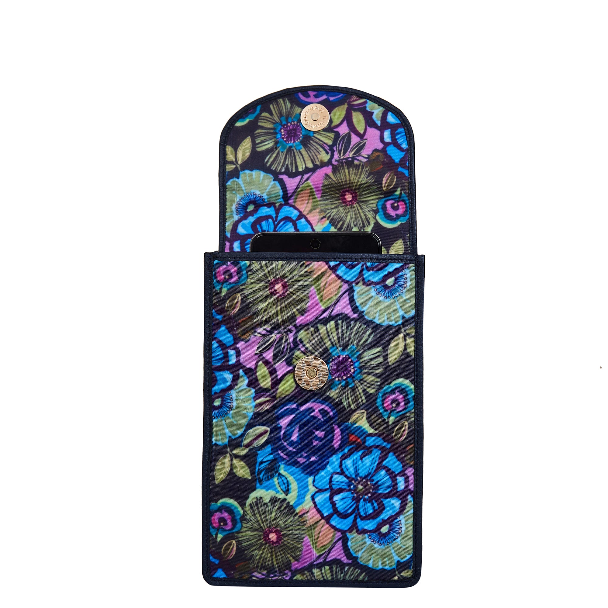 Vibrant Floral Crossbody Wallet with Leather Trim for Women’s Travel