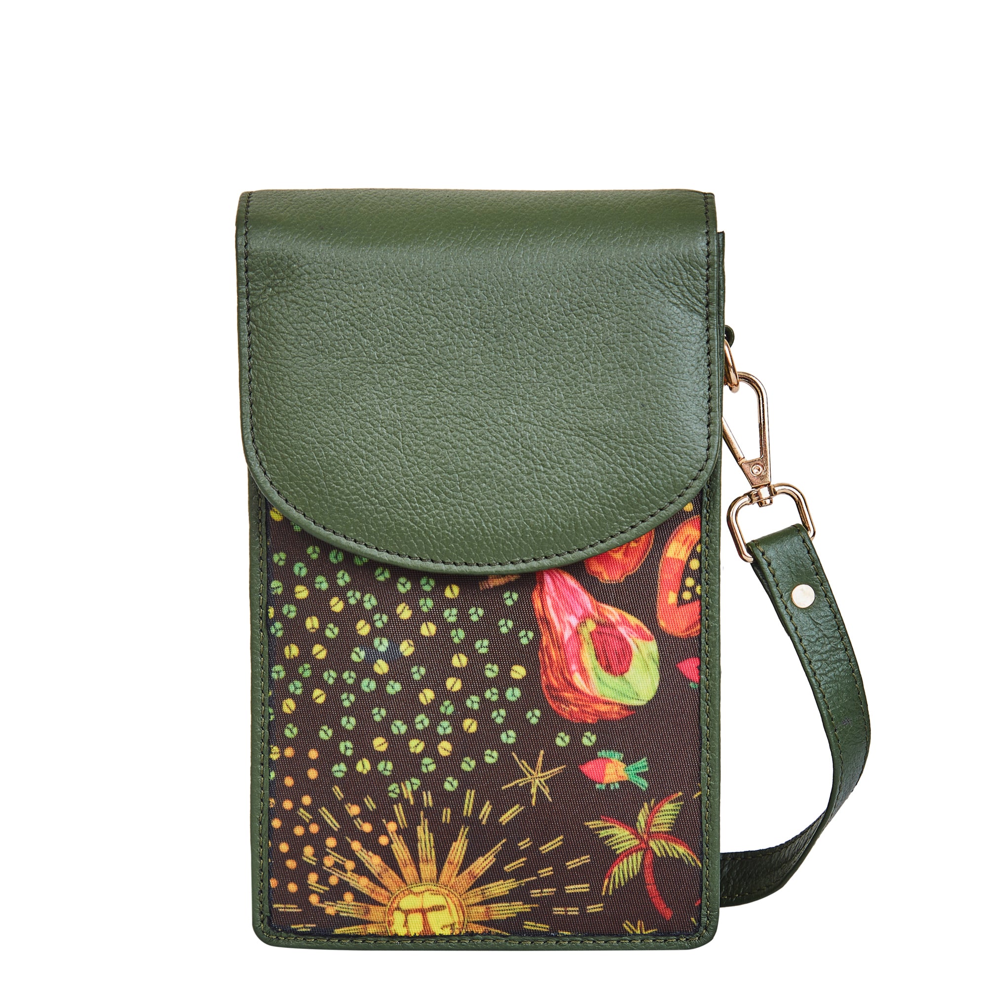 Coastal Calm leather trim Cell Phone Crossbody Wallet for Women