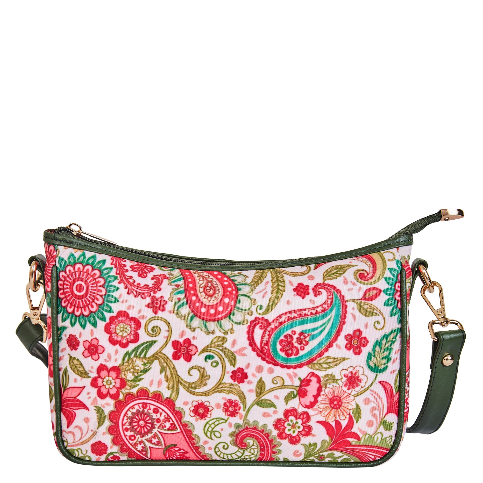 Women's East/West Paisley Print Hobo with Strap and Leather Details