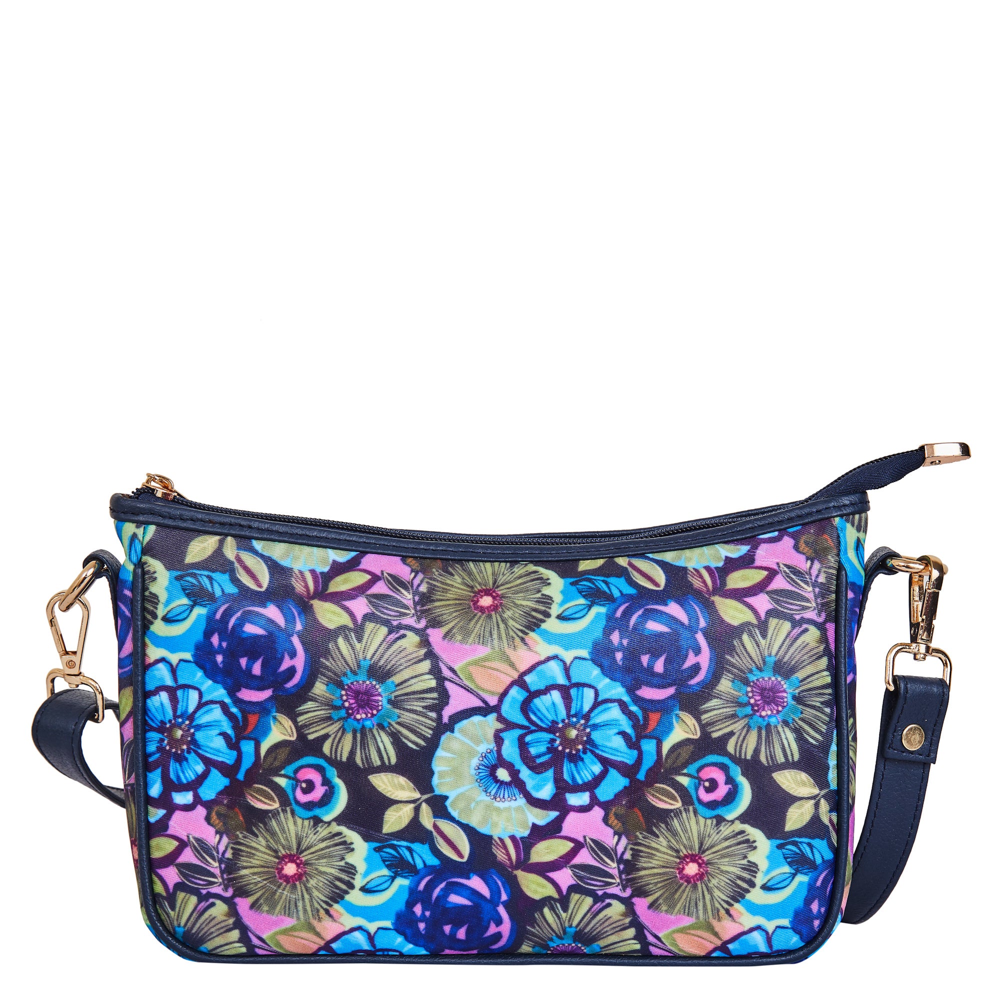 Floral Print Hobo Bag with Leather Trim and an Adjustable Strap for Ladies