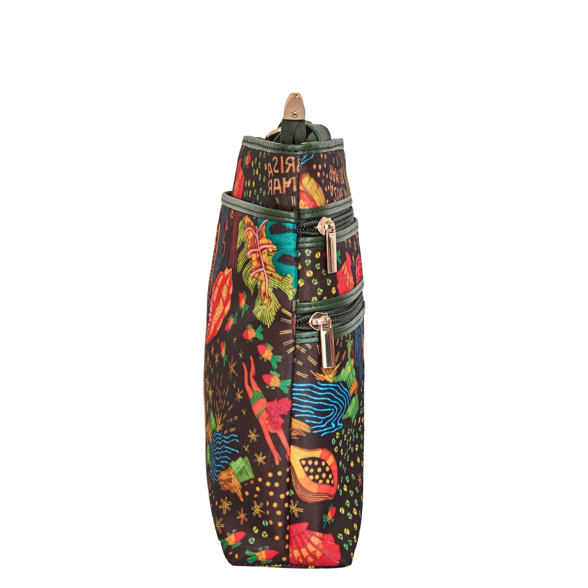 Ladies Coastal-Inspired Fabric Crossbody Bag with Leather Accents