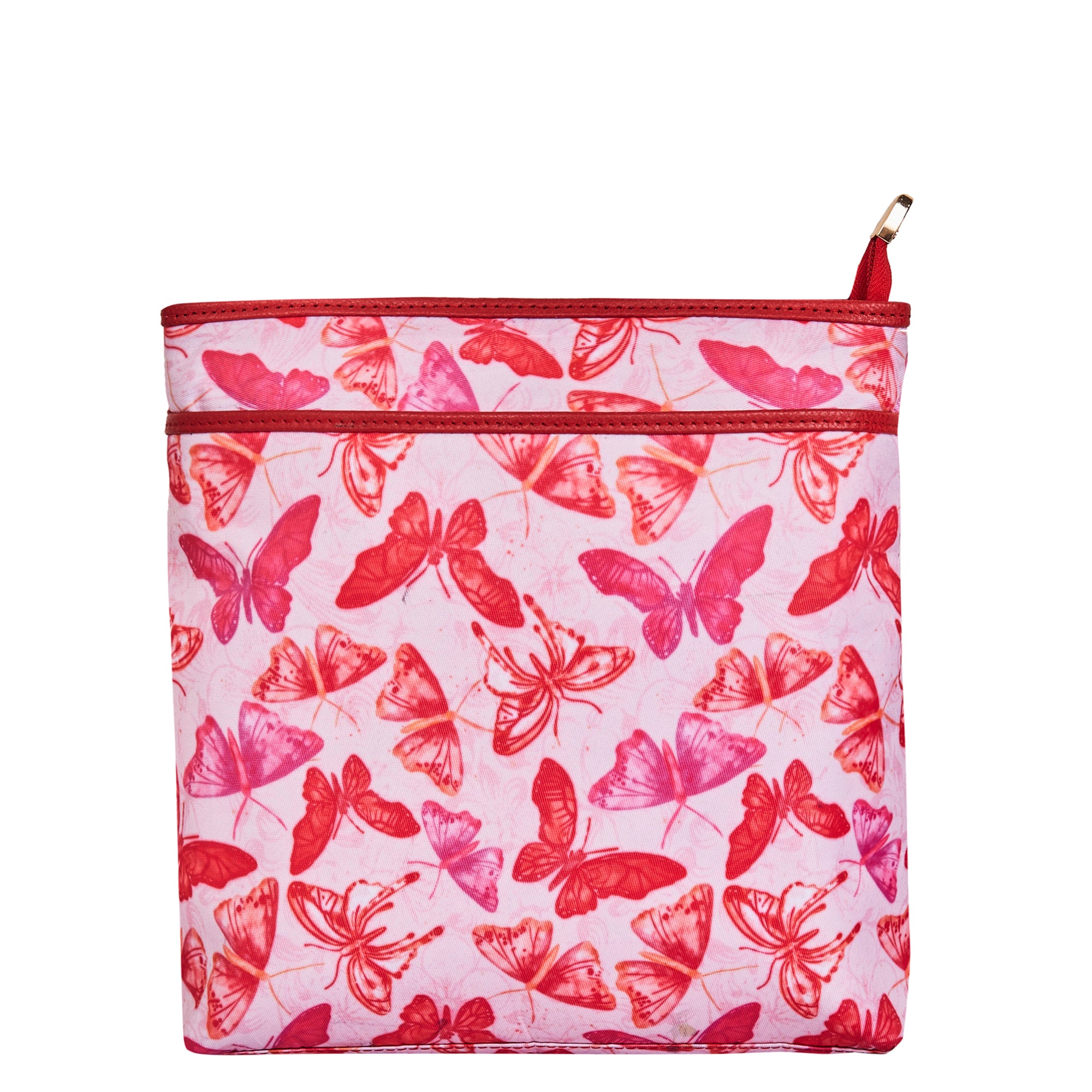 Women's Vibrant Butterfly Print Fabric Crossbody Bag with Leather Accents