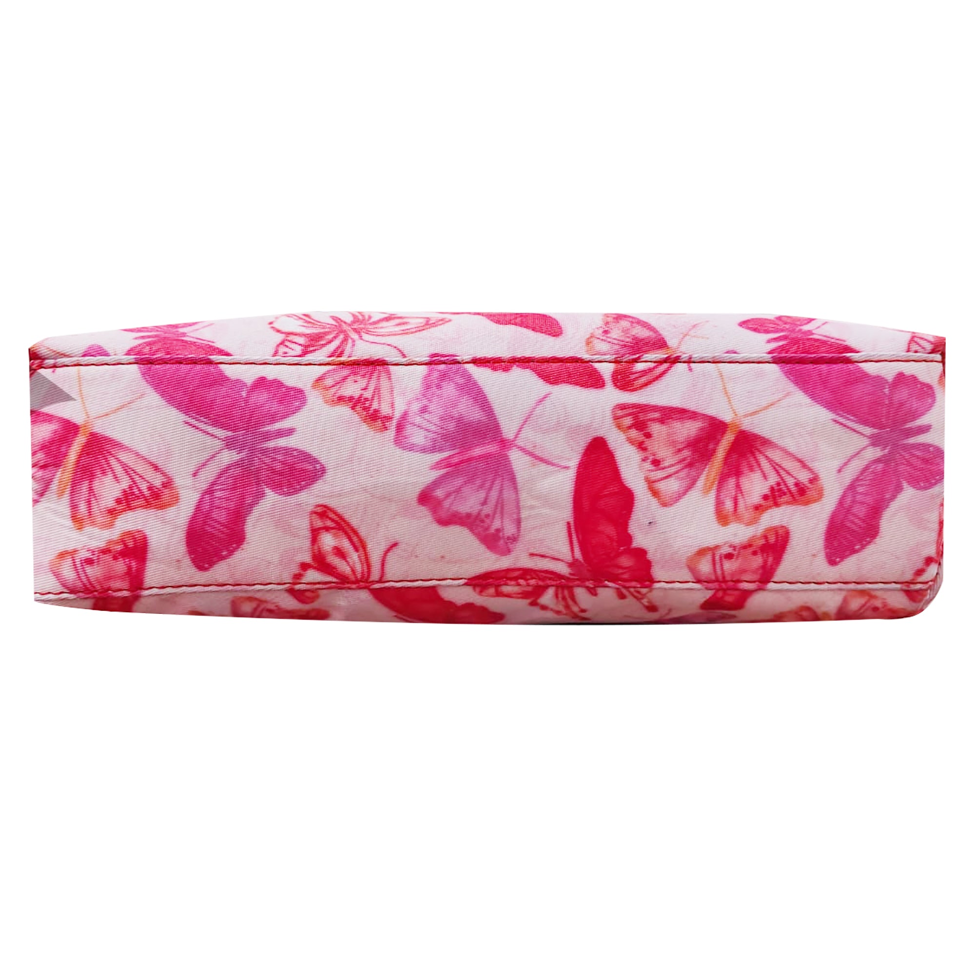Women's Vibrant Butterfly Print Fabric Crossbody Bag with Leather Accents