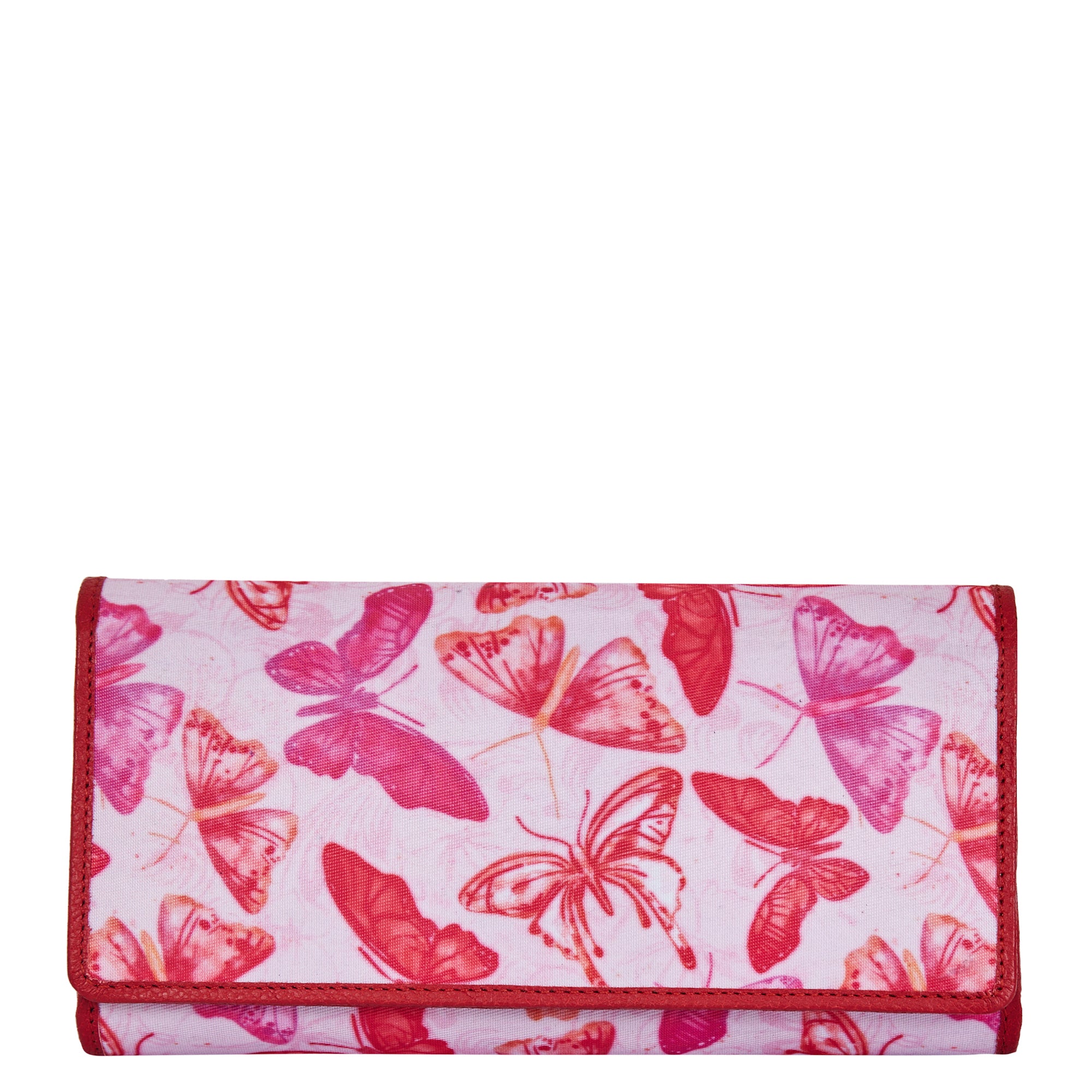 Vibrant Butterfly Print ladies Tri-Fold Wallet with Leather Accents for Bold Fashion