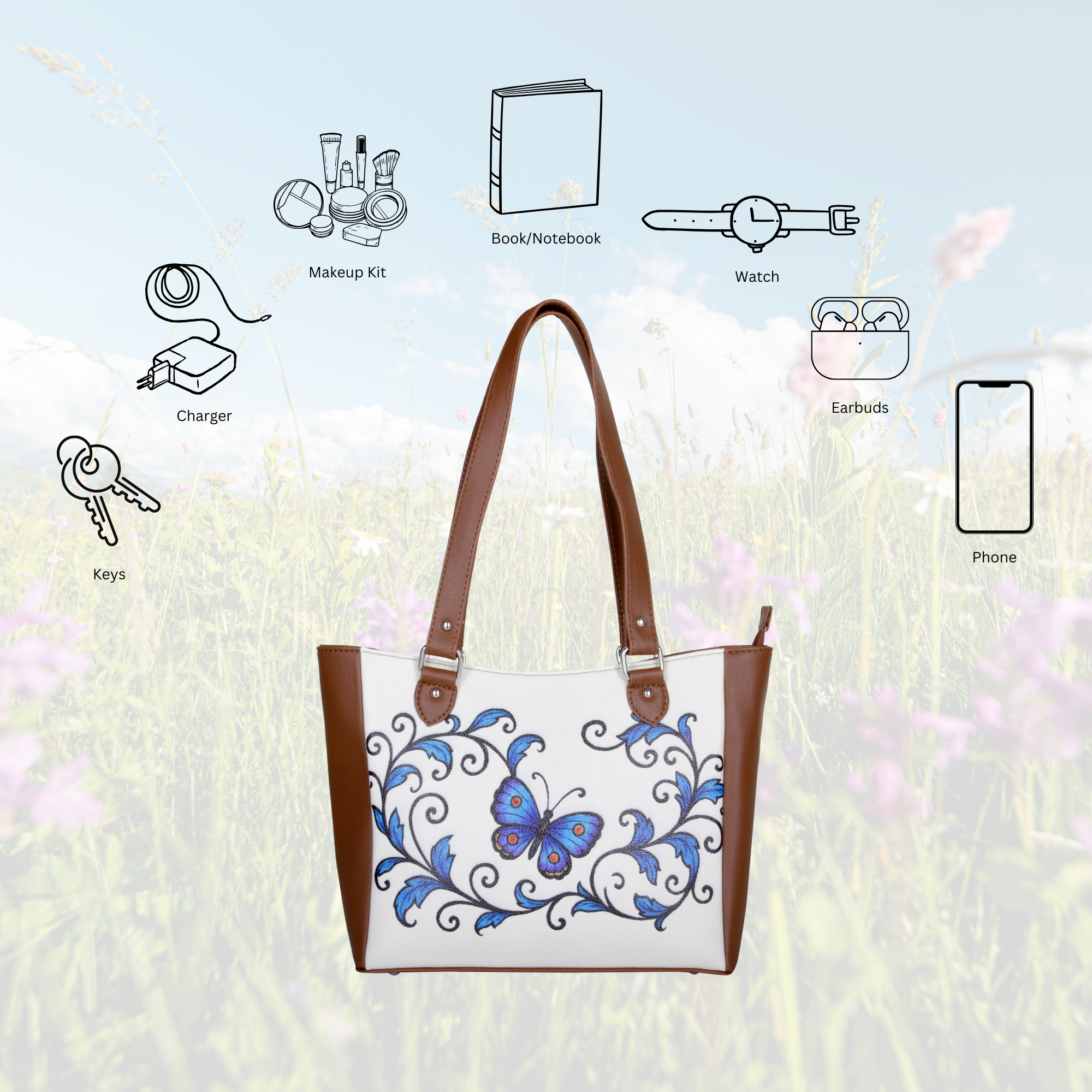 Ladies’ Printed Leather Shoulder Tote Bag– Handbag, Sling & Top Handle Purse – Ideal for Office, Travel & Everyday Use