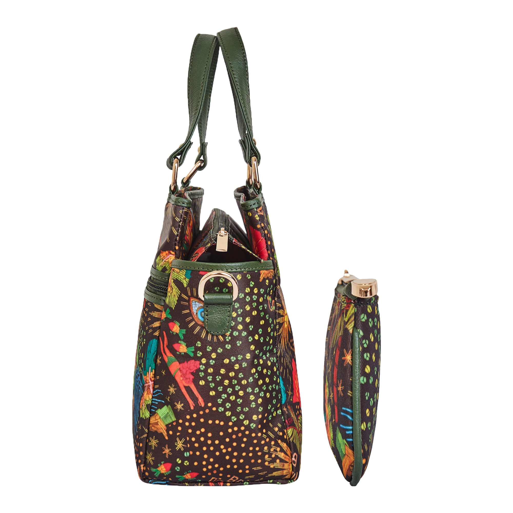 Women's Leather-Trimmed Satchel Bag & Coin Pouch Combo – Coastal Bliss