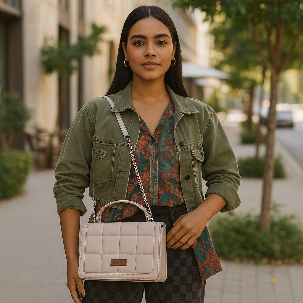 Sishka Mauve Vegan Leather Sling Bag – Women’s Crossbody Purse with Top Handle and Chain Strap