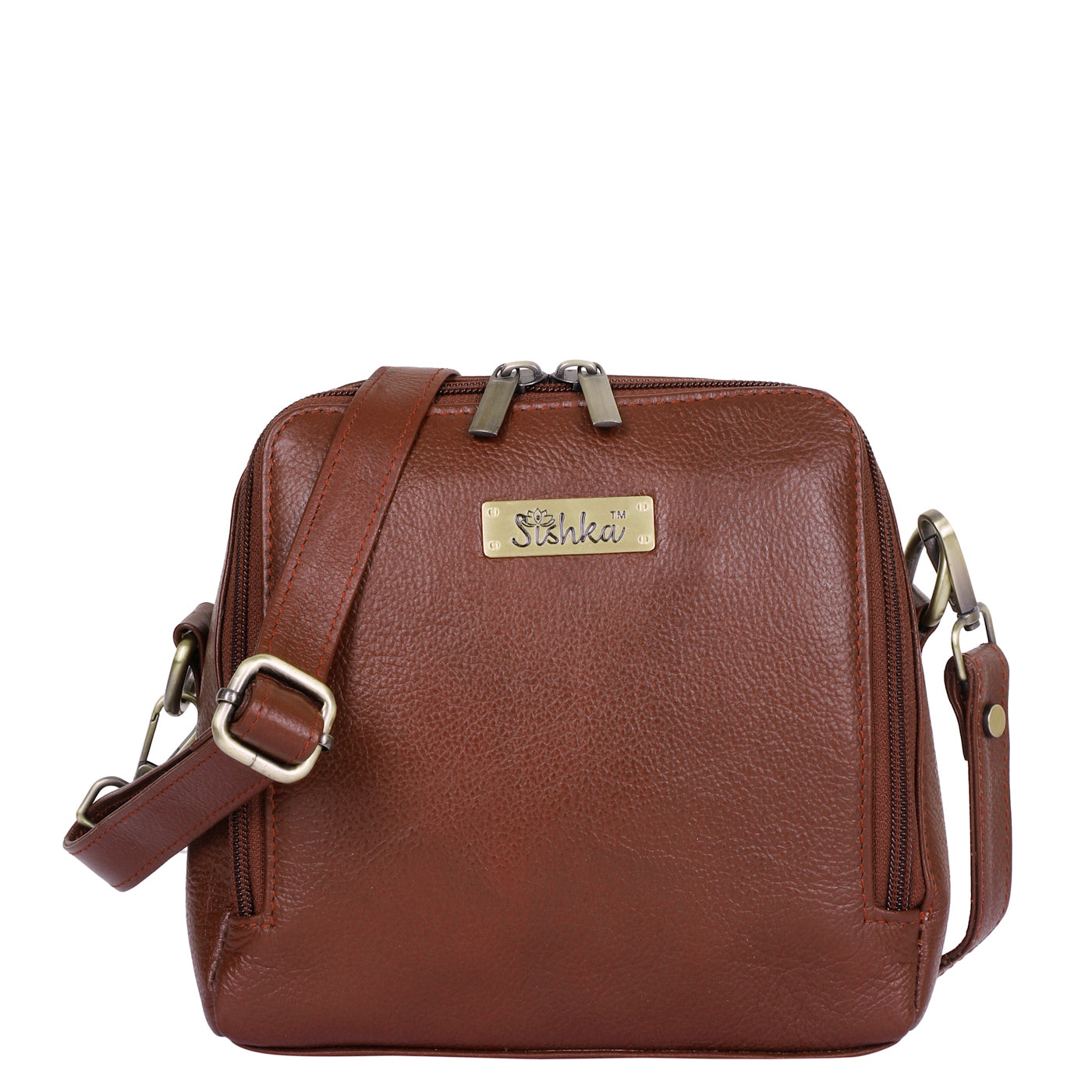 Crossbody Bag by Sishka – Brown Genuine Leather Sling Purse for Women, Teen Girls, Adjustable Belt, Shoulder Handbag, Trendy Casual Office Bag, Lightweight & Perfect for Daily Wear, Travel & Outings.