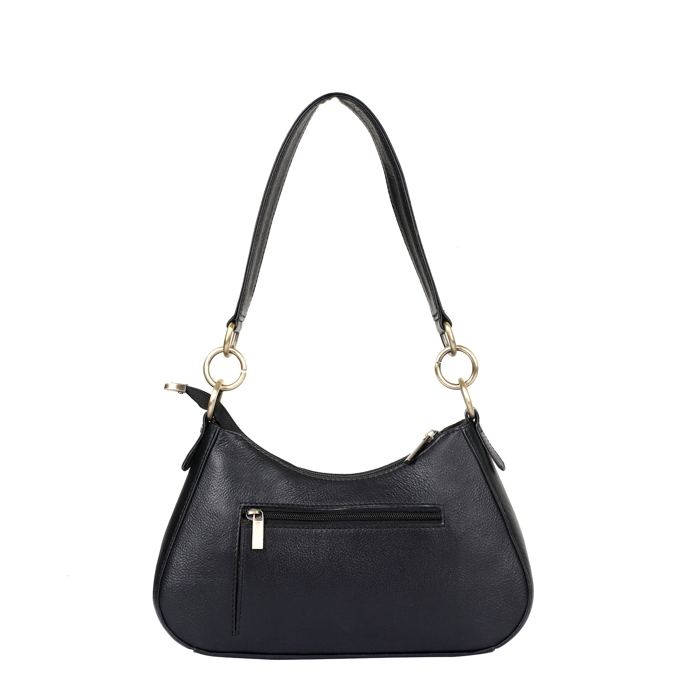 Black Genuine Leather Half-Moon Shoulder Bag – Women’s Tote Purse