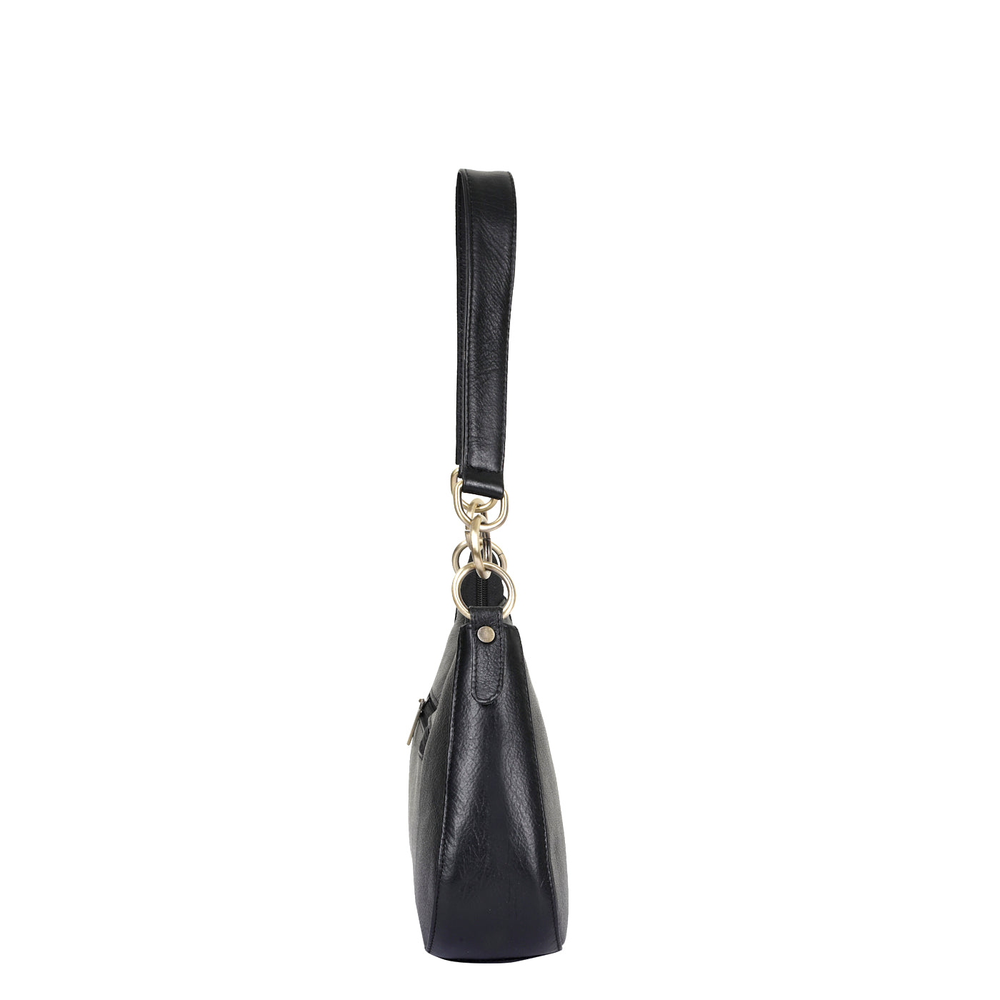Black Genuine Leather Half-Moon Shoulder Bag – Women’s Tote Purse