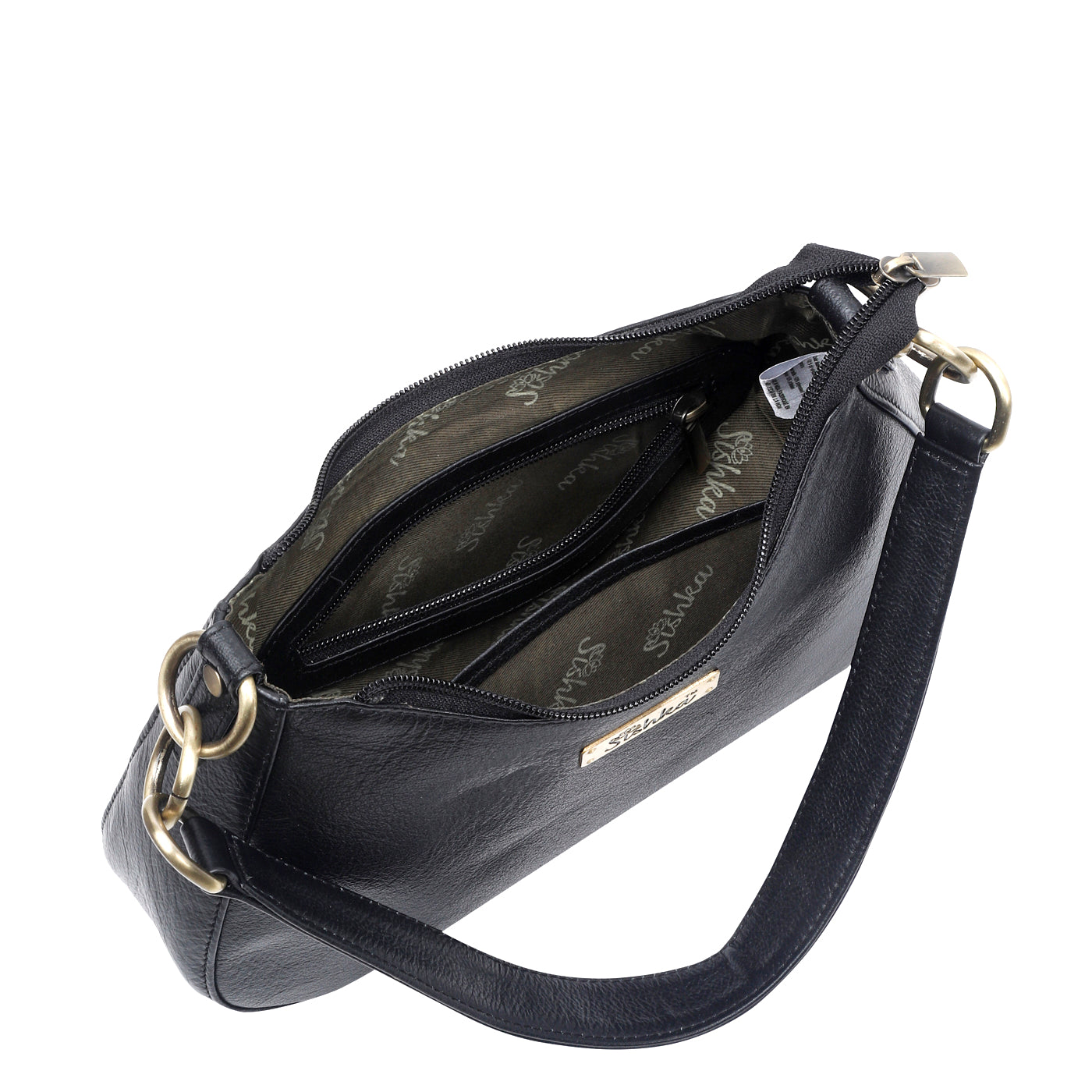 Black Genuine Leather Half-Moon Shoulder Bag – Women’s Tote Purse