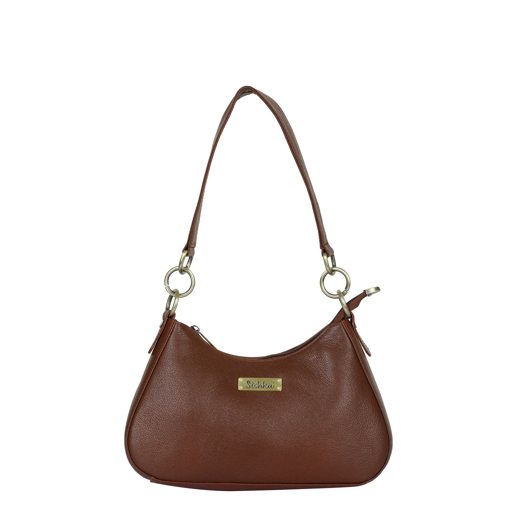 Sishka Brown Shoulder Bag for Women Genuine Leather Hobo Handbags Tote Bags Purse Single Shoulder Strap Bag with Top Zipper Closure, Perfect for Daily Use, Travel & Casual Outings.