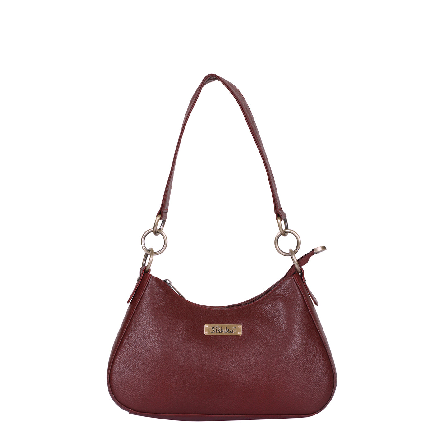 Shoulder Bag in Cherry Red – Purse for Women by Sishka, Hobo Handbag, Soft Genuine Leather Half Moon Tote with Top Zipper Closure, Perfect for Daily Use, Travel & Casual Outings.