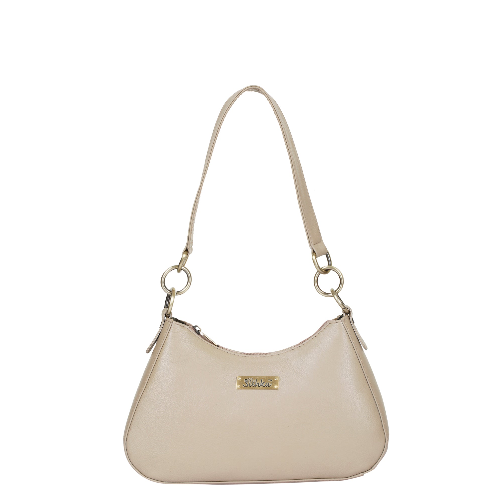 Sishka Shoulder Bag in Taupe   – Stylish Hobo Purse for Women, Soft Genuine Leather Half Moon Tote with Top Zipper Closure, Perfect for Daily Use, Travel & Casual Outings.