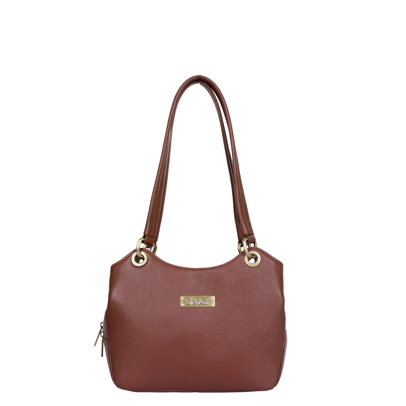 Brown Women's Genuine Leather Satchel Bag, Tote Purses and Handbags Trendy Ladies Shoulder Tote Bag for Work, Office Party by Sishka (H 7.75" x W 9" x D 2.75")