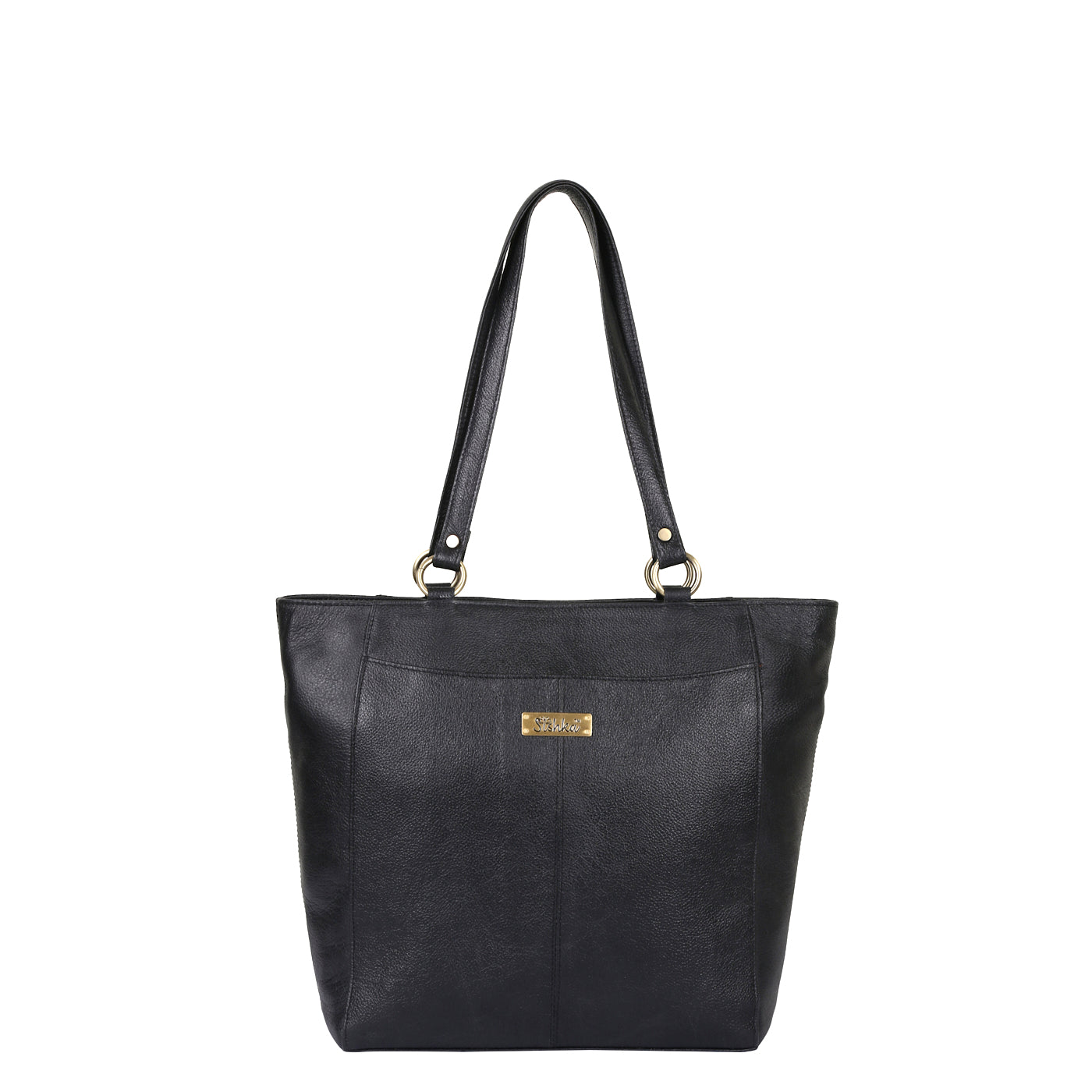 Sishka Black Tote Bag for Women – Elegant Genuine Leather Shoulder Handbag, Spacious Top Handle Satchel, Classic Ladies Purse for Office, Travel, Parties & Everyday Use (H 12" x W 15.25" x D 4.75").