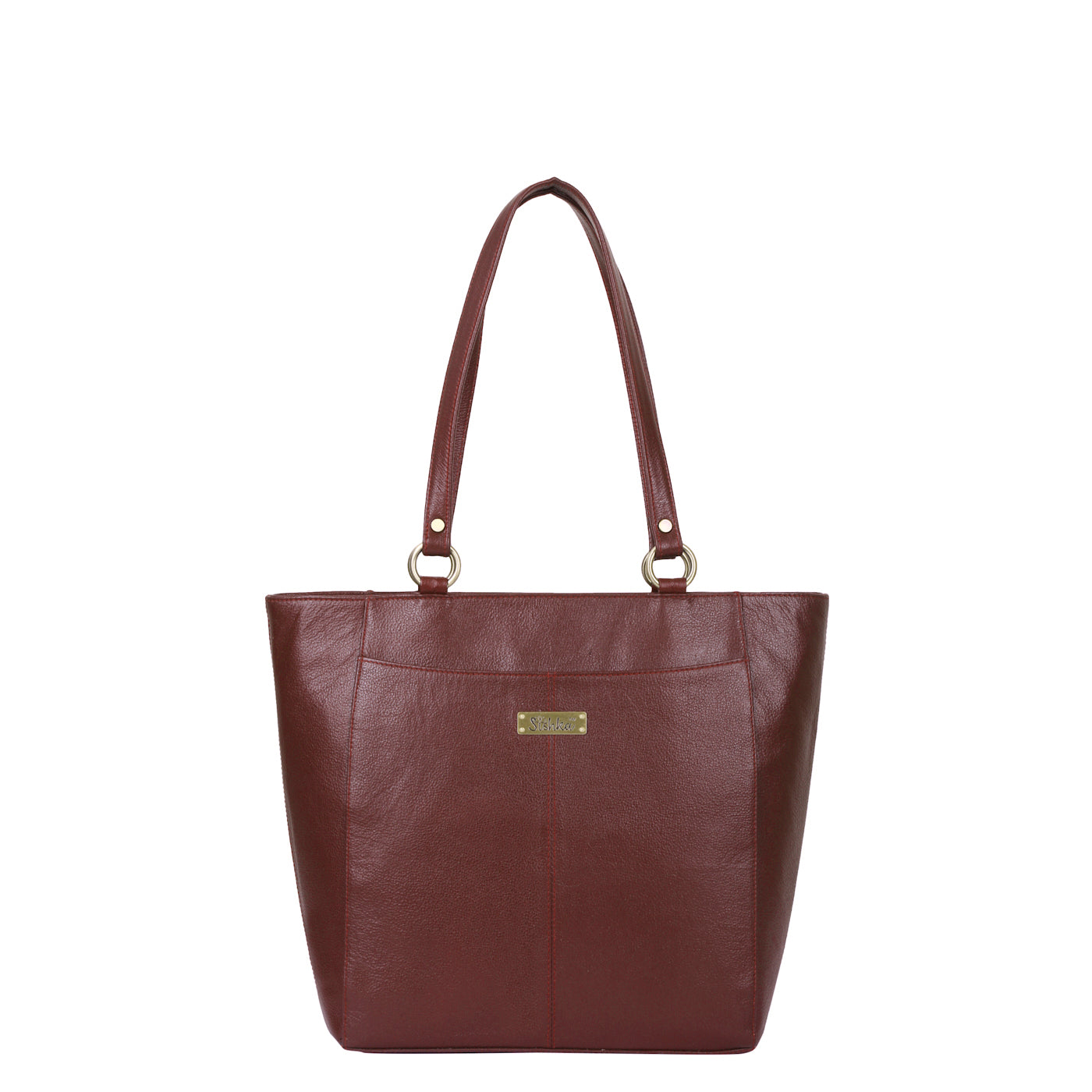 Sishka Brown Tote Bag for Women – Classic Genuine Leather Shoulder Handbag, Spacious Top Handle Satchel, Elegant Ladies Purse for Office, Travel, Parties & Everyday Use (H 12" x W 15.25" x D 4.75").
