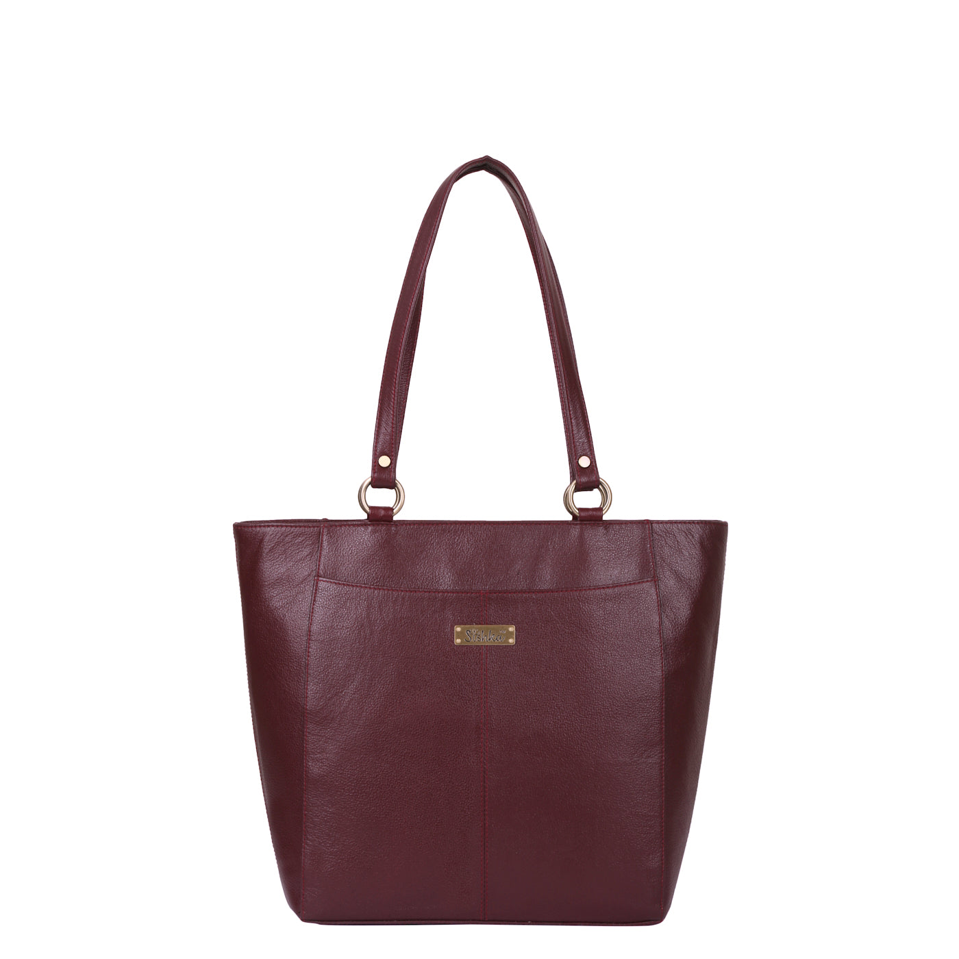 Sishka Cherry Red Tote Bag for Women – Classic Genuine Leather Shoulder Handbag, Stylish Top Handle Satchel, Spacious Ladies Purse, Ideal for Everyday Use (H 12" x W 15.25" x D 4.75").