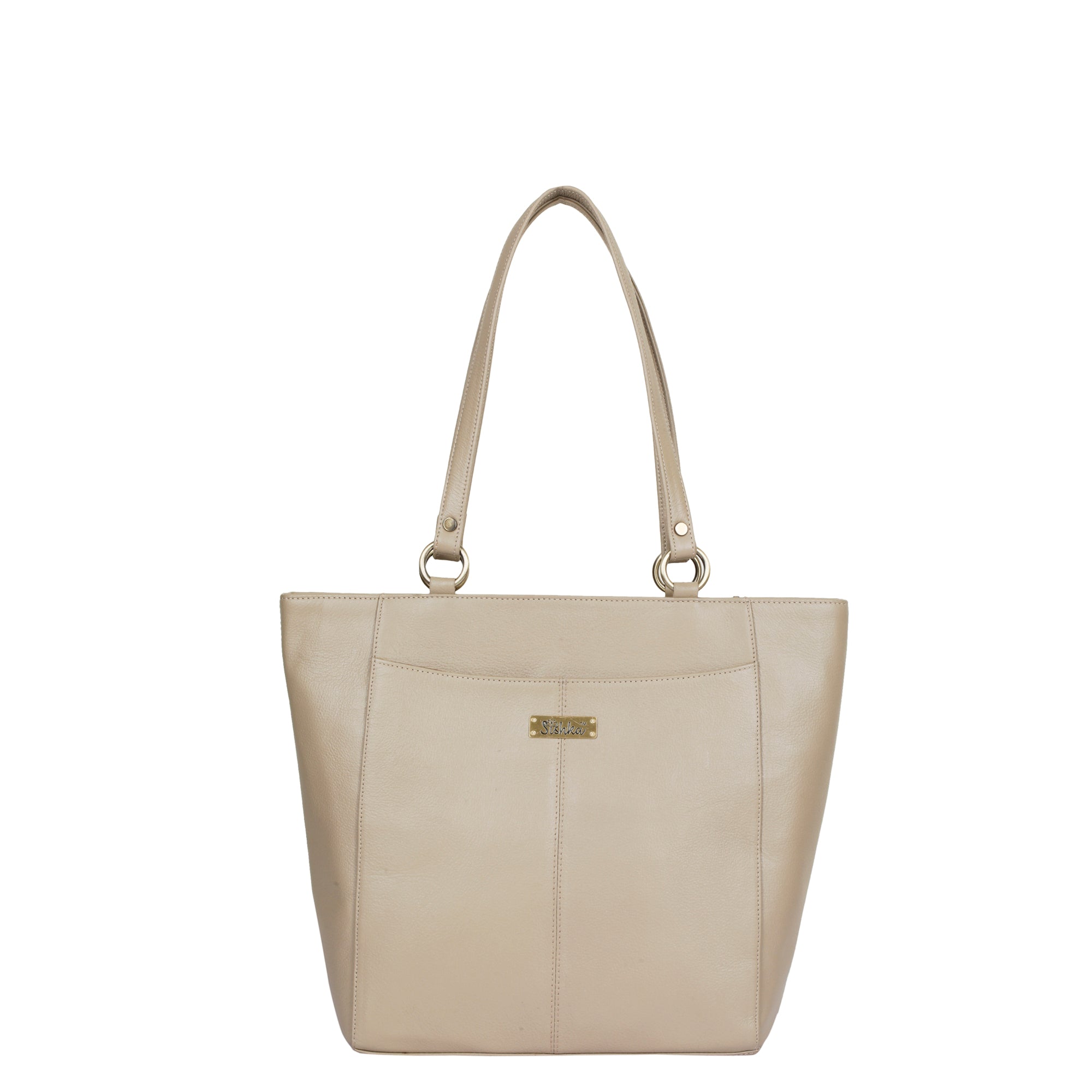 Sishka Taupe Tote Bag for Women – Stylish Genuine Leather Shoulder Handbag, Classic Top Handle Satchel, Spacious Ladies Purse Ideal for Work, Travel, Parties & Everyday Use (H 12" x W 15.25" x D 4.75").