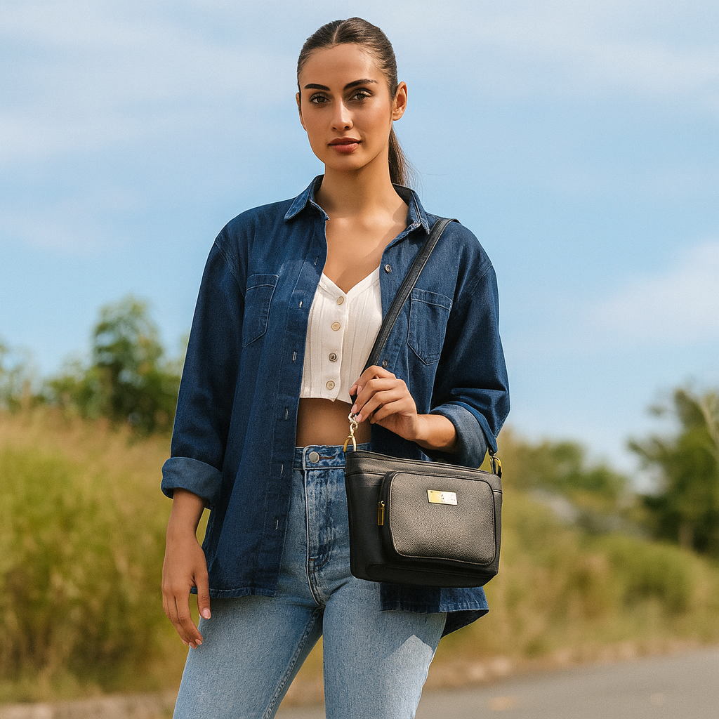 Black Shoulder Bag for Women by  Sishka  (H 6.25" x W 10.5" x D 4") – Elegant Genuine Leather Hobo Tote Handbag with Top Zipper Closure, Perfect for Daily Use, Travel & Casual Outings.
