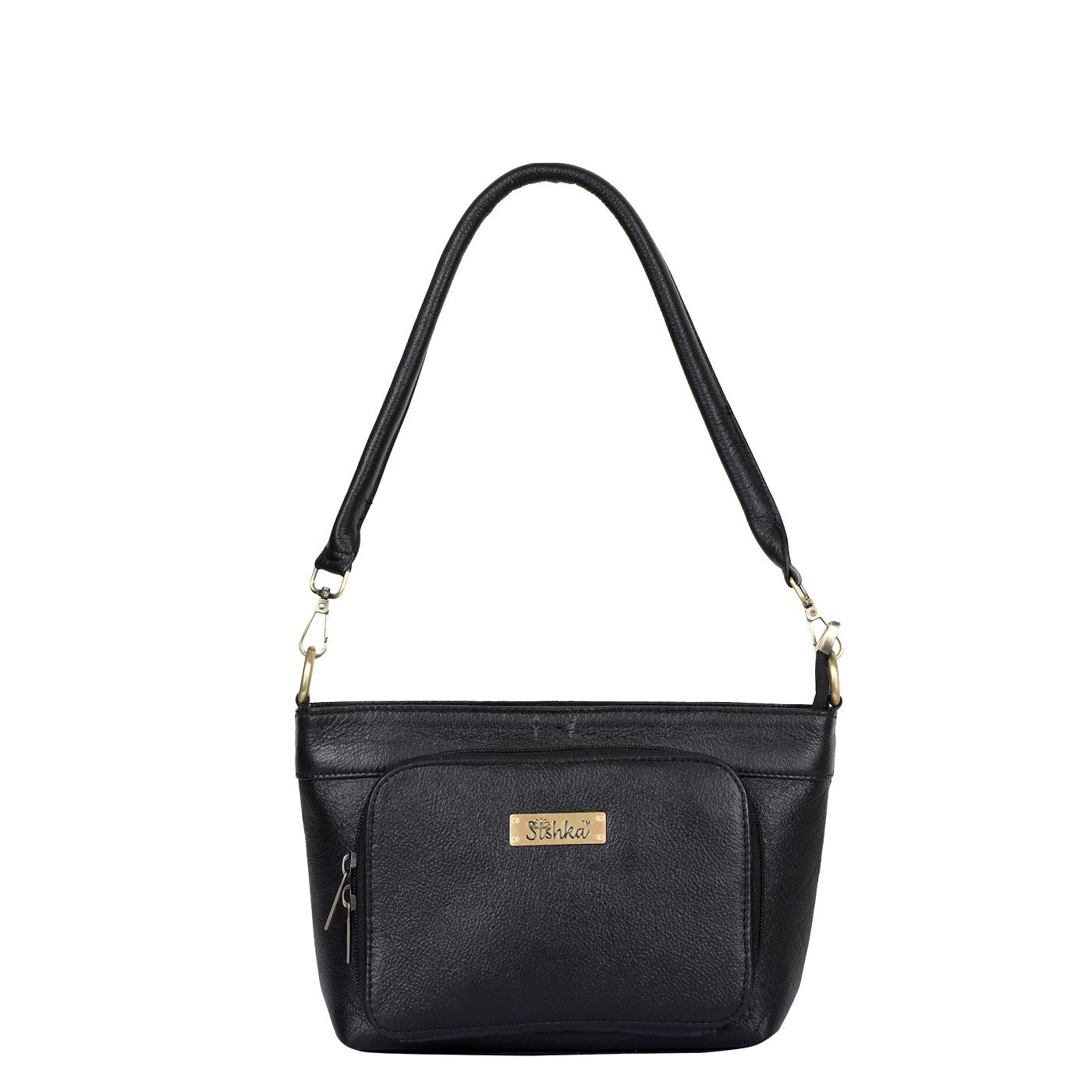 Black Shoulder Bag for Women by  Sishka  (H 6.25" x W 10.5" x D 4") – Elegant Genuine Leather Hobo Tote Handbag with Top Zipper Closure, Perfect for Daily Use, Travel & Casual Outings.
