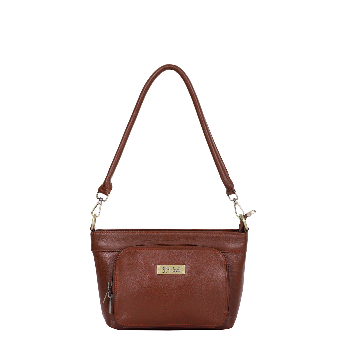 Sishka Brown Genuine Leather Shoulder Bag for Women (H 6.25" x W 10.5" x D 4") – Stylish Hobo Handbag with Top Zipper Closure, Ideal for Everyday Use, Travel & Casual Outings.