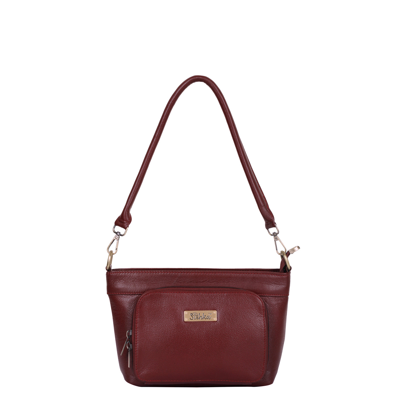 Sishka Cherry Red Shoulder Bag for Women – Stylish Hobo Handbag, Soft Genuine Leather Tote with Top Zipper Closure, Ideal for Daily Use, Travel & Casual Outings (H 6.25" x W 10.5" x D 4").