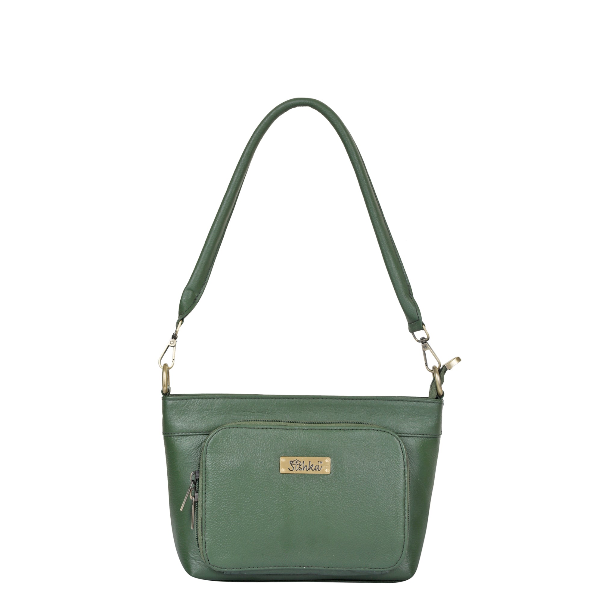 Sishka Olive Shoulder Bag for Women – Elegant Genuine Leather Hobo Handbag Tote with Top Zipper Closure, Perfect for Daily Use, Travel & Casual Outings (H 6.25" x W 10.5" x D 4").