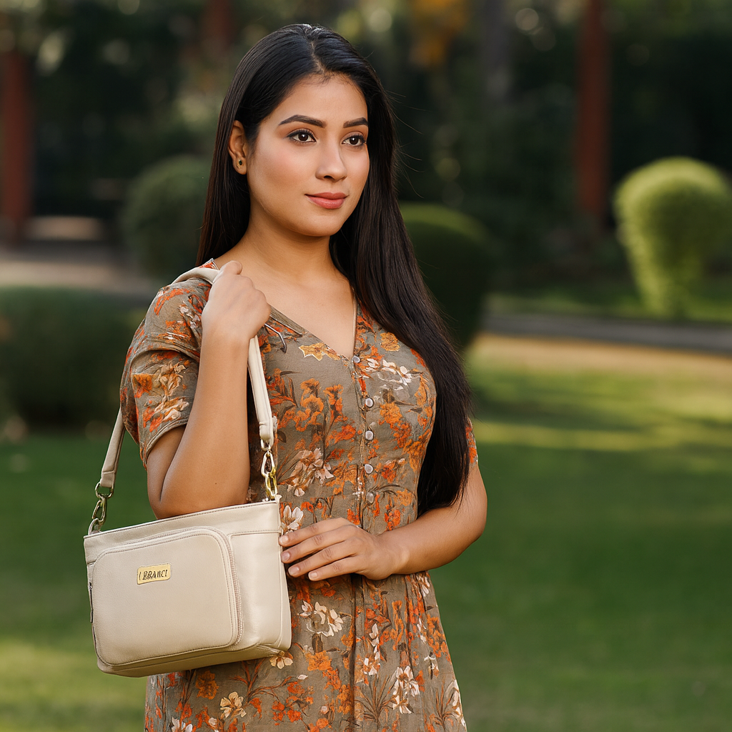 Sishka Taupe Genuine Leather Shoulder Bag for Women – Chic Hobo Handbag with Top Zipper Closure, Spacious Tote for Daily Use, Travel & Casual Wear (H 6.25" x W 10.5" x D 4").