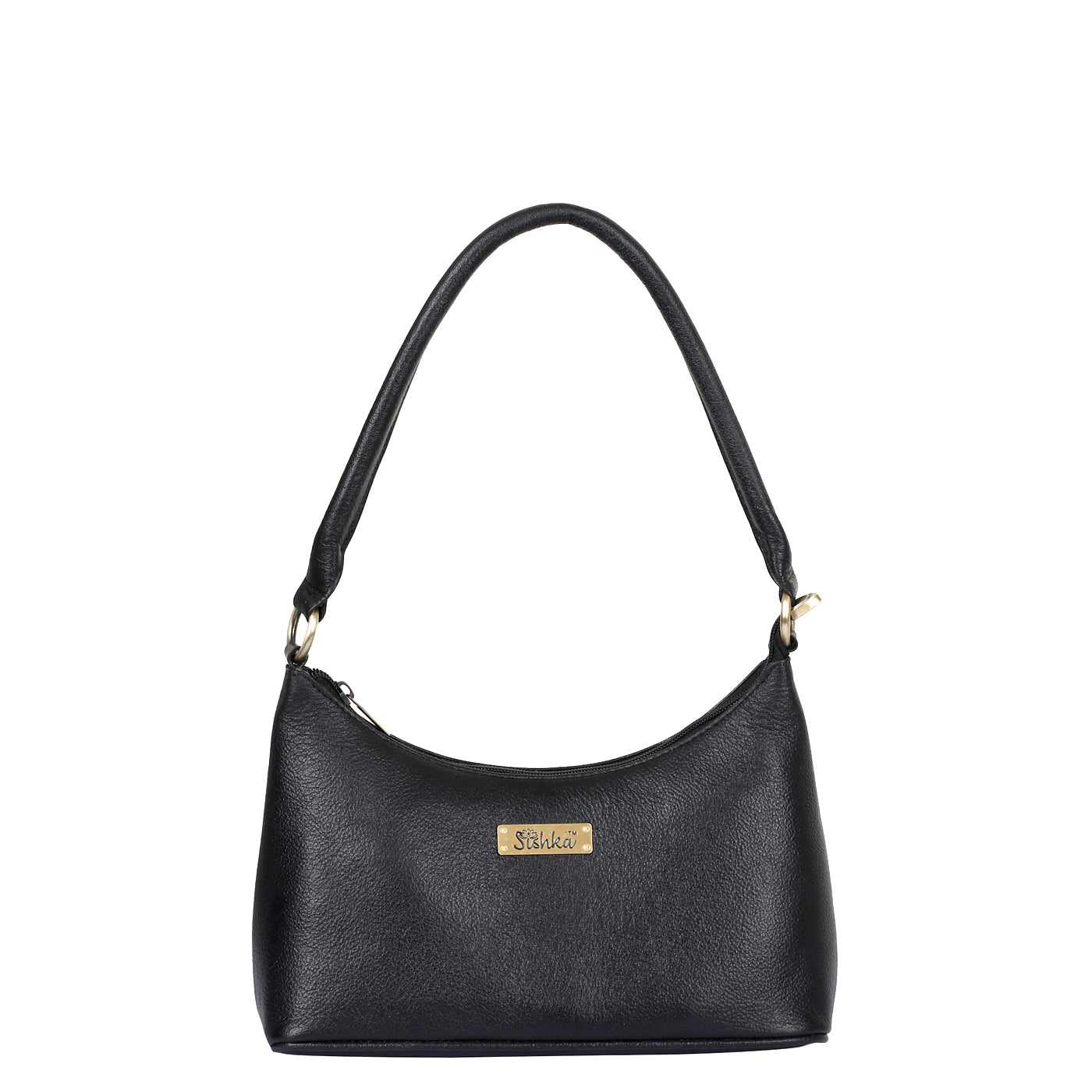 Sishka Black Genuine Leather Hobo Bag – Stylish Tote Shoulder Handbag, Soft Leather Satchel, Versatile Crossbody Purse for Women (H 7.25" x W 10.5" x D 4.25").